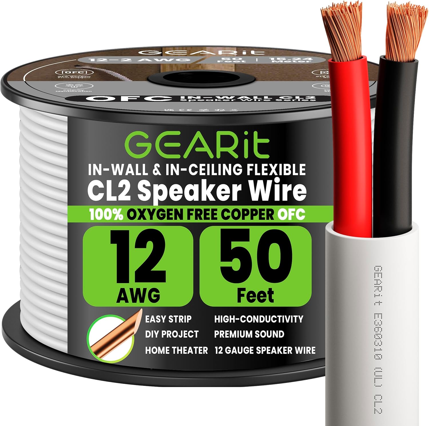 CABLE PARA PARLANTES GEARIT 12 AWG OFC CL2 PARA INSTALACIÓN EN PARED 15 M - 1