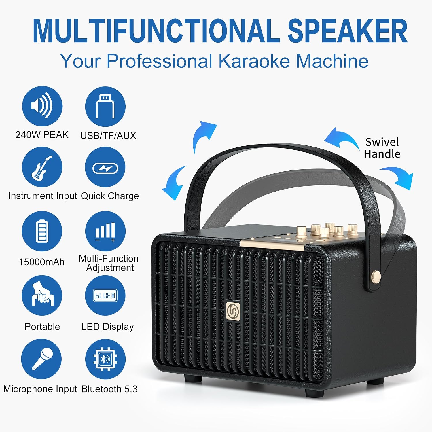 PARLANTE PORTÁTIL BLUETOOTH SUPNIU L300 240W NEGRO - 2
