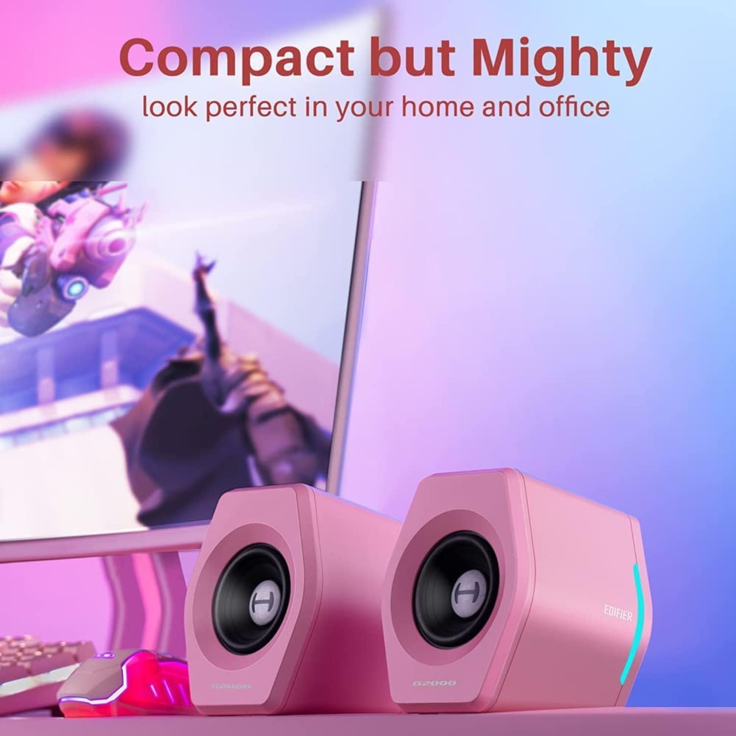PARLANTES EDIFIER G2000 32W BLUETOOTH USB AUX RGB ROSA - 3