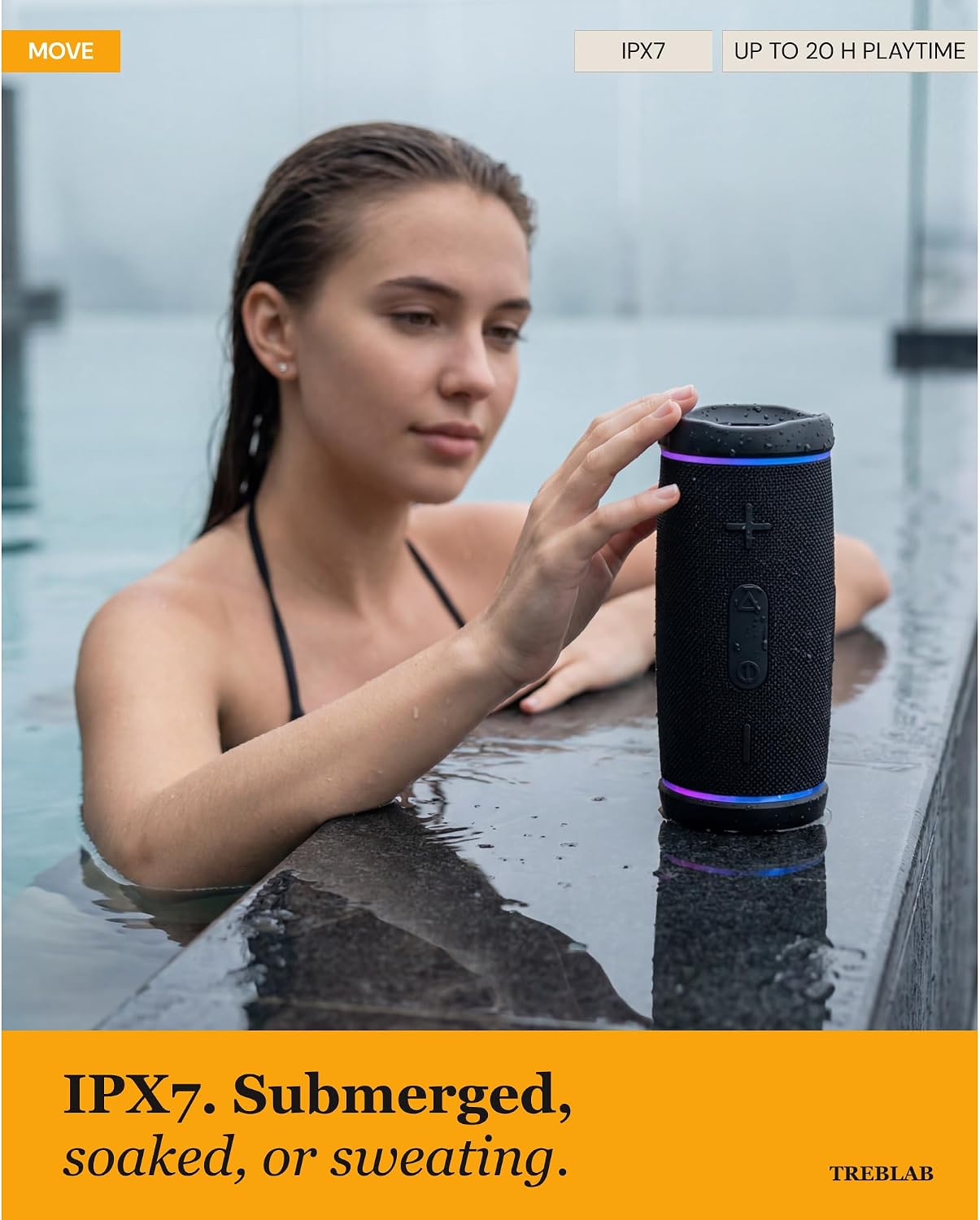 PARLANTE PORTÁTIL TREBLAB HD77 BLUETOOTH 30W IMPERMEABLE RGB 20H - 2