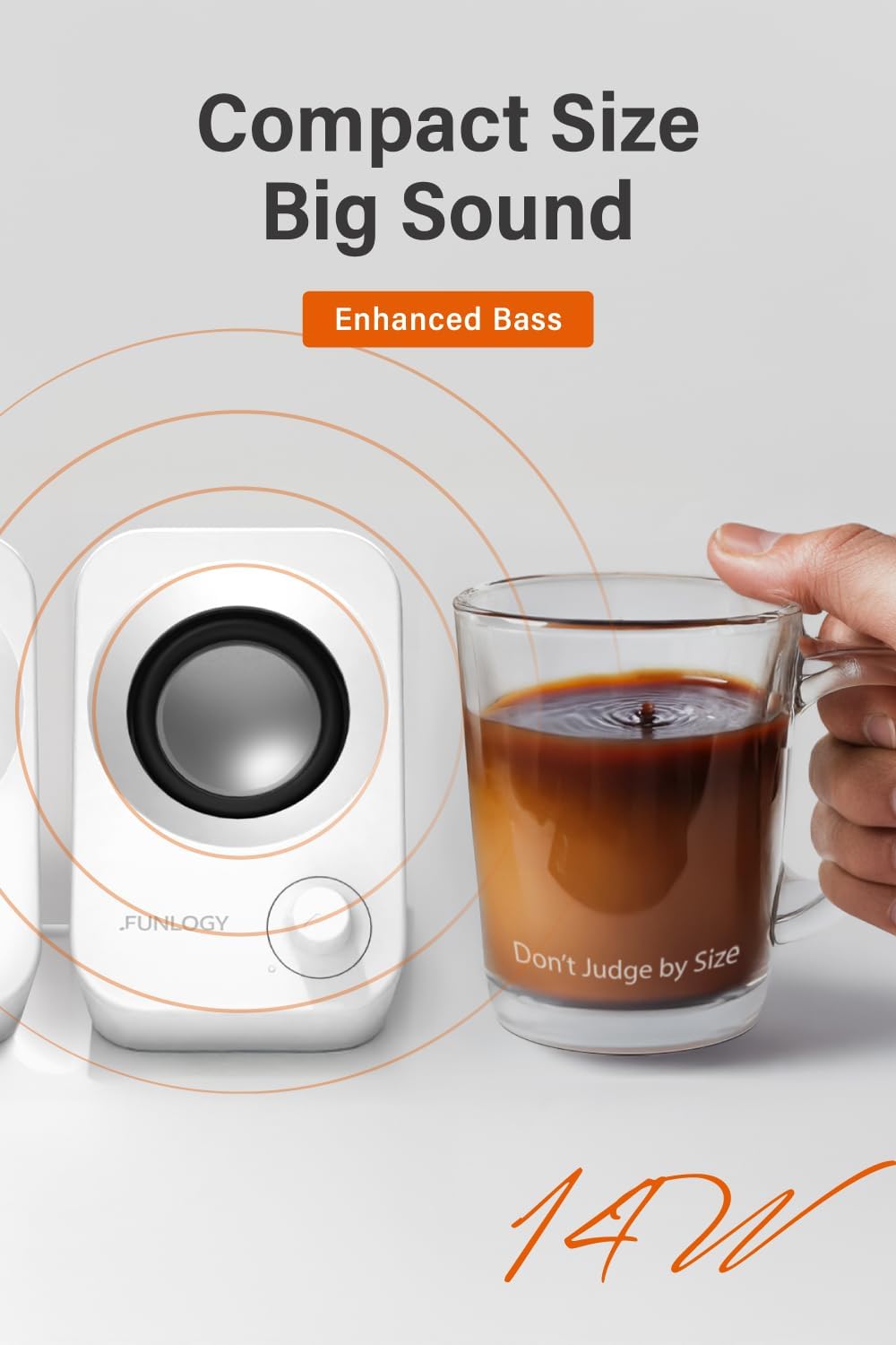 PARLANTES FUNLOGY SPEAKER 14W STEREO USB BLANCO - 3