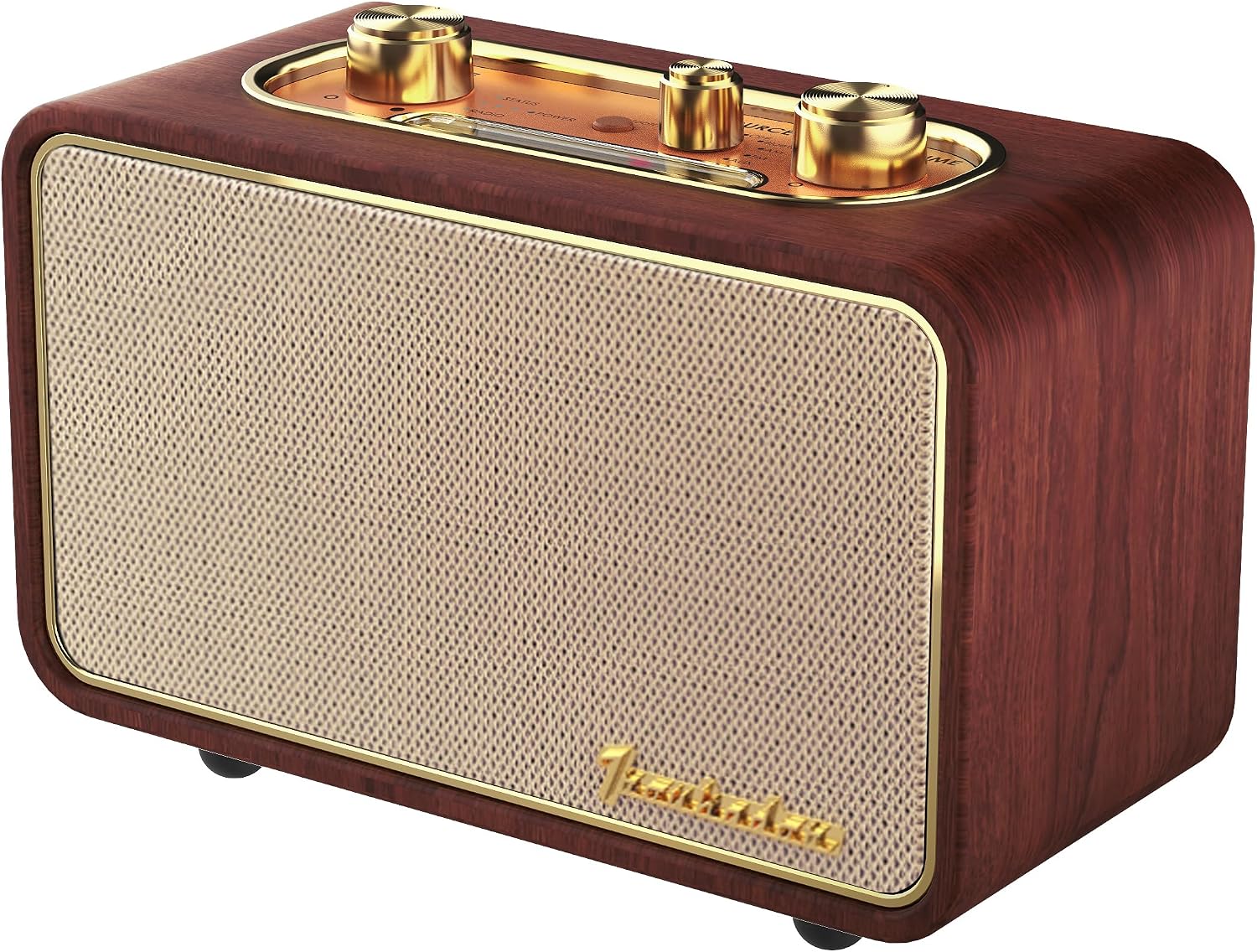 PARLANTE BLUETOOTH RETRO TRENBADER VINTAGE MADERA OSCURA - 1