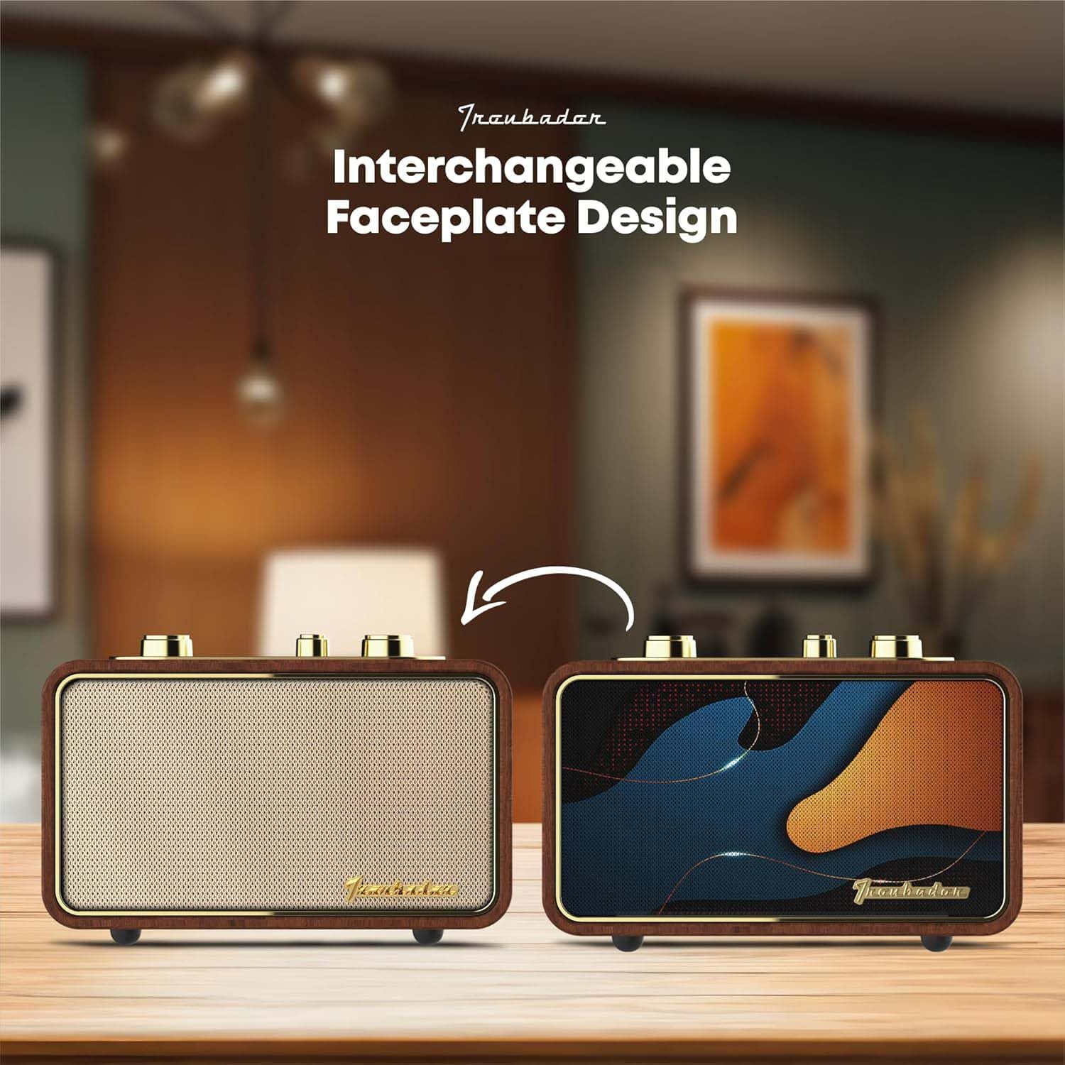 PARLANTE BLUETOOTH RETRO TRENBADER VINTAGE MADERA OSCURA - 4