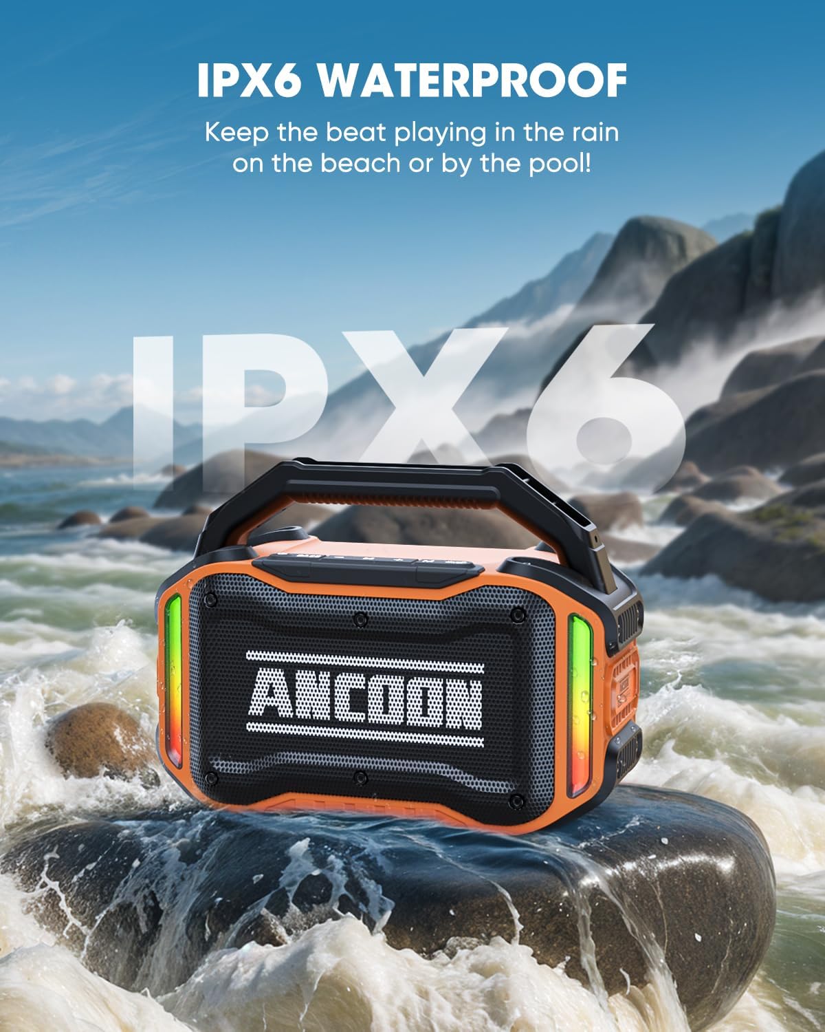PARLANTE PORTÁTIL ANCOON BLUETOOTH 80W IPX6 NARANJA - 3