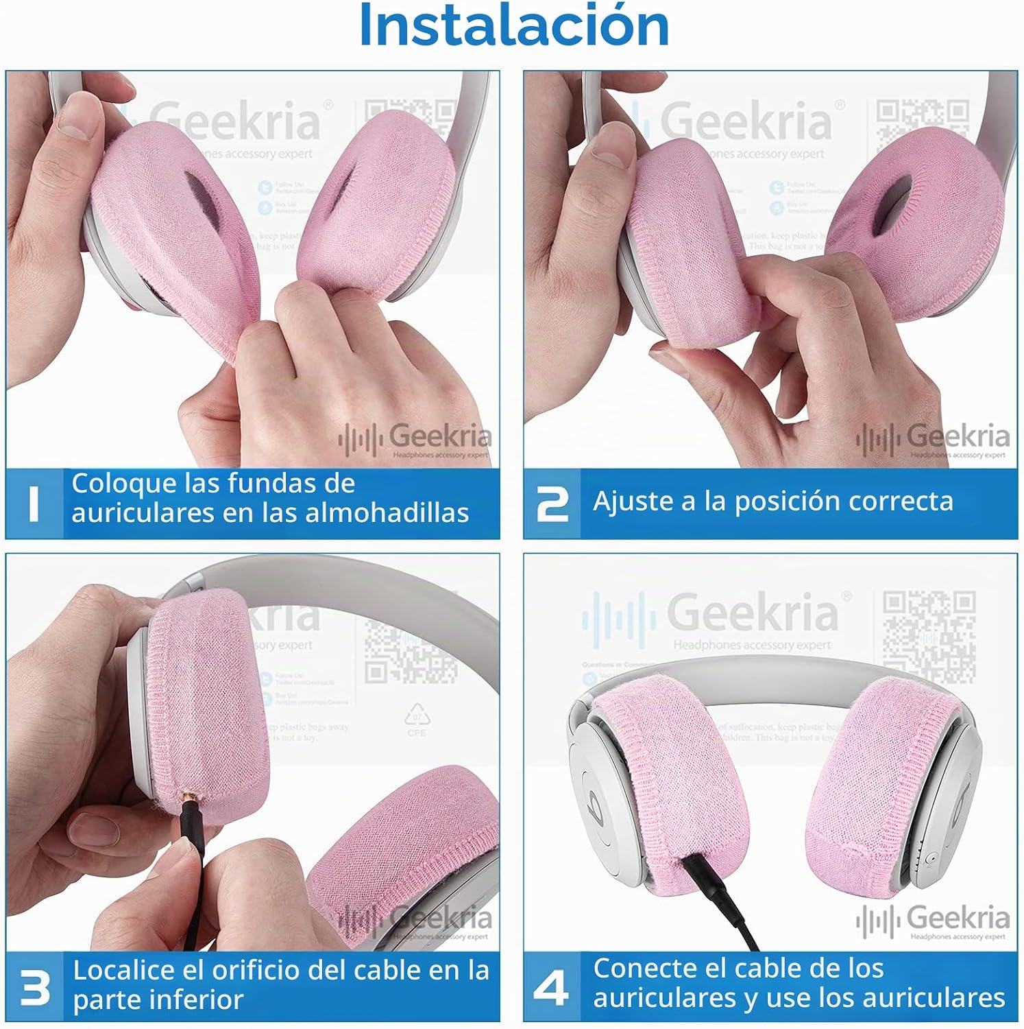PROTECTORES PARA AUDÍFONOS GEEKRIA TAMAÑO S COLOR ROSA - 5