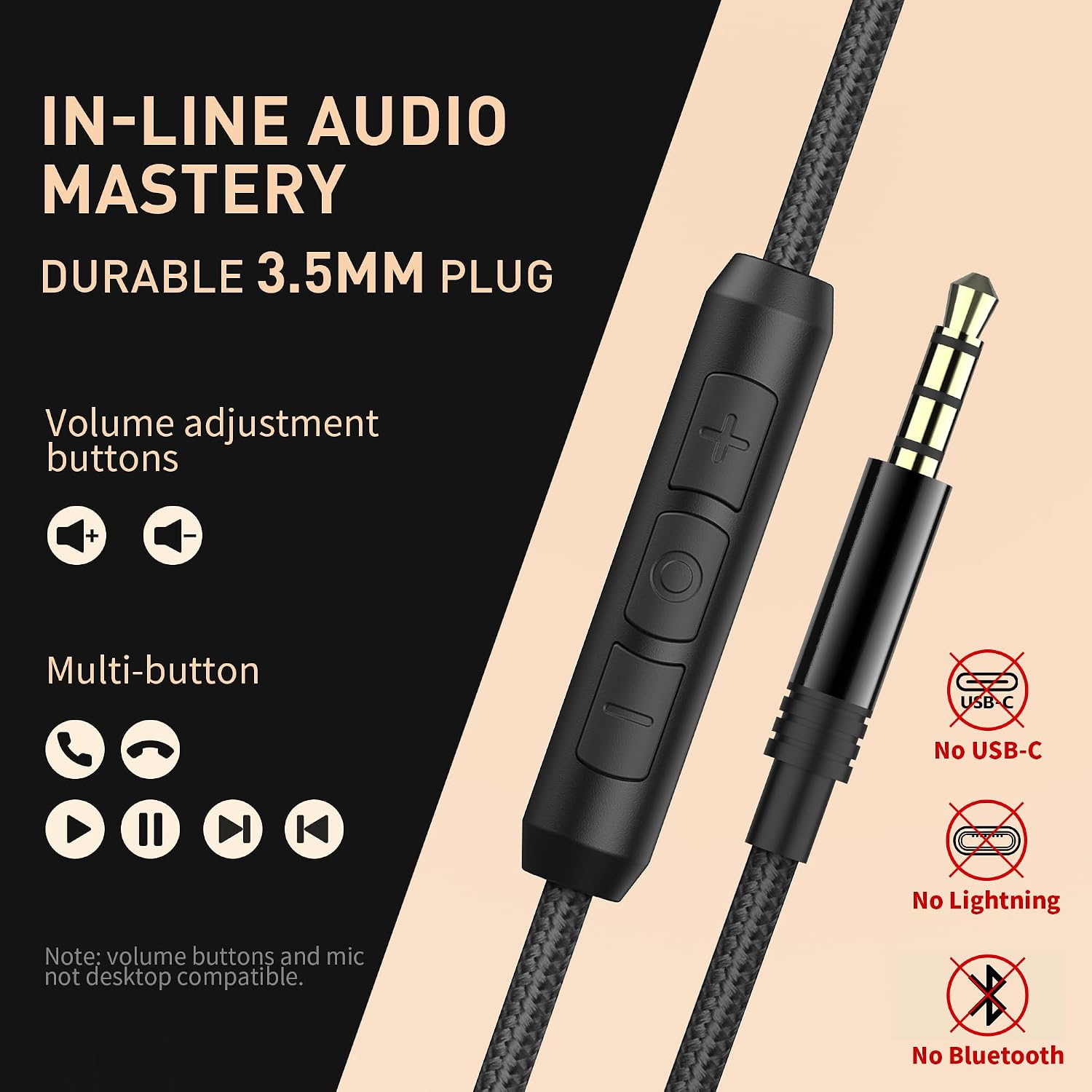 AUDÍFONOS AILIHEN C90 CON CABLE Y MICRÓFONO, OVER-EAR PLEGABLES CON CONTROL DE VOLUMEN, CONECTOR 3.5 MM, COLOR ROJO - 4