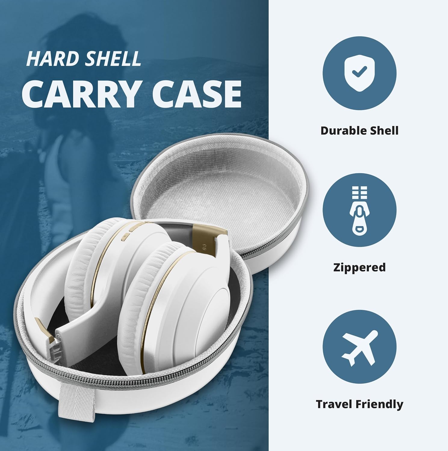 AUDÍFONOS OVER EAR SENTRY OSH BLUETOOTH INALÁMBRICOS CON CANCELACIÓN ACTIVA DE RUIDO, BATERÍA 22 HORAS, BLANCO - 3