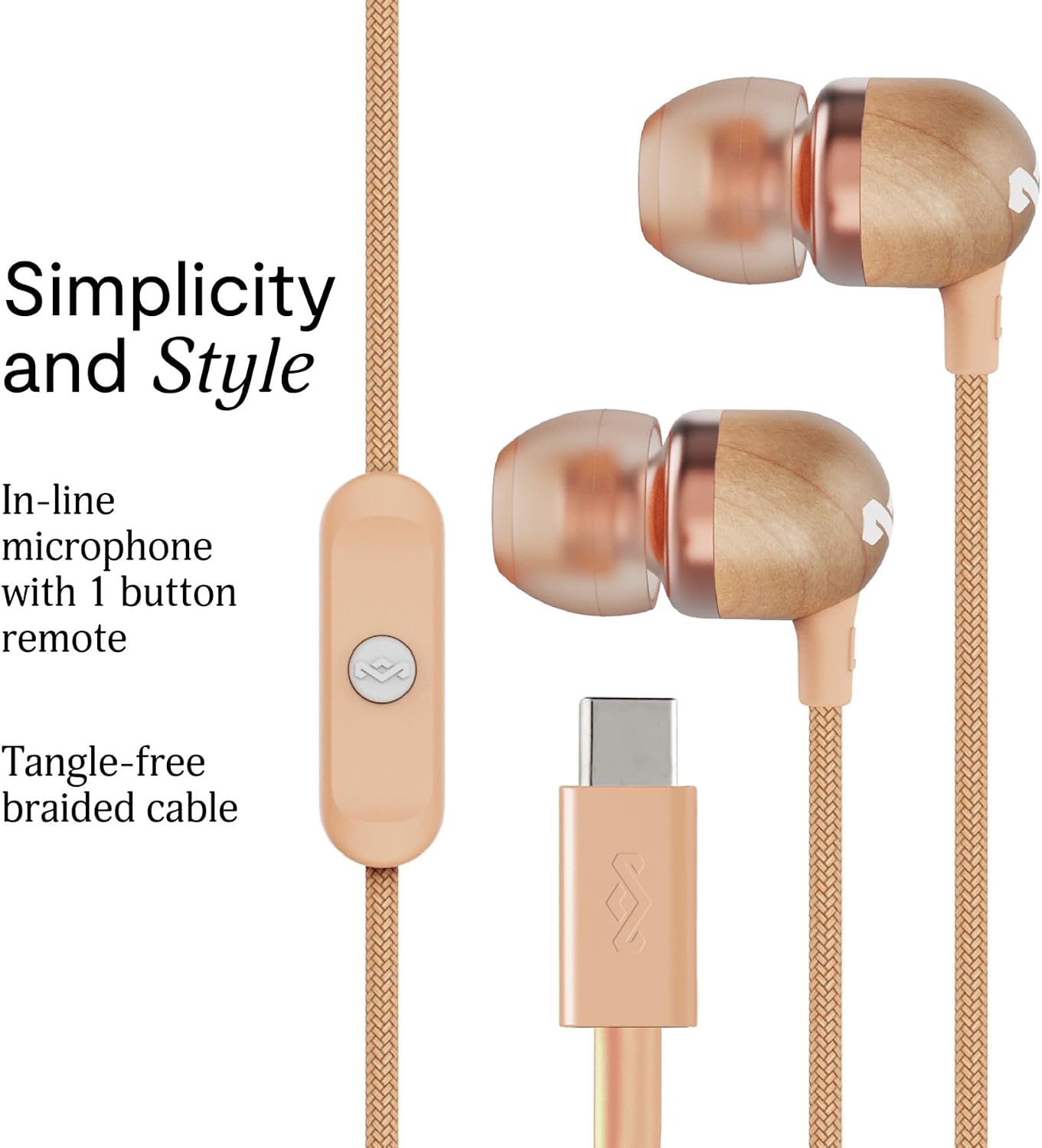 AUDÍFONOS IN-EAR HOUSE OF MARLEY SMILE JAMAICA USB-C CON MICRÓFONO COBRE - 2