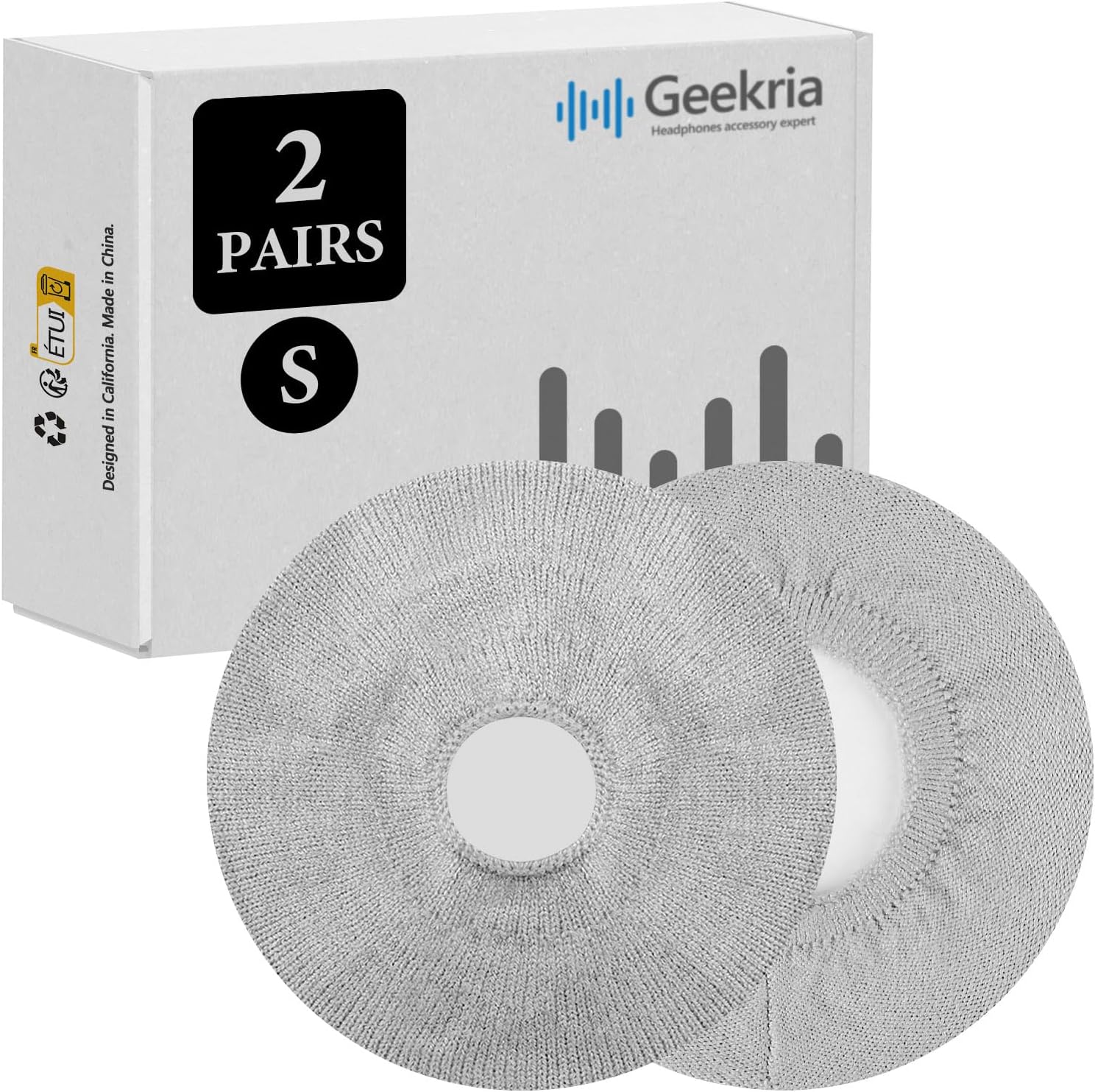 PROTECTORES PARA AUDÍFONOS GEEKRIA 2 PARES TELA TEJIDA TALLA S GRIS - 1