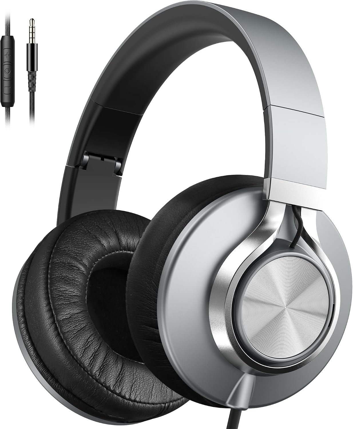 AUDÍFONOS AILIHEN C90 CON CABLE Y MICRÓFONO CONTROL DE VOLUMEN GRIS - 1
