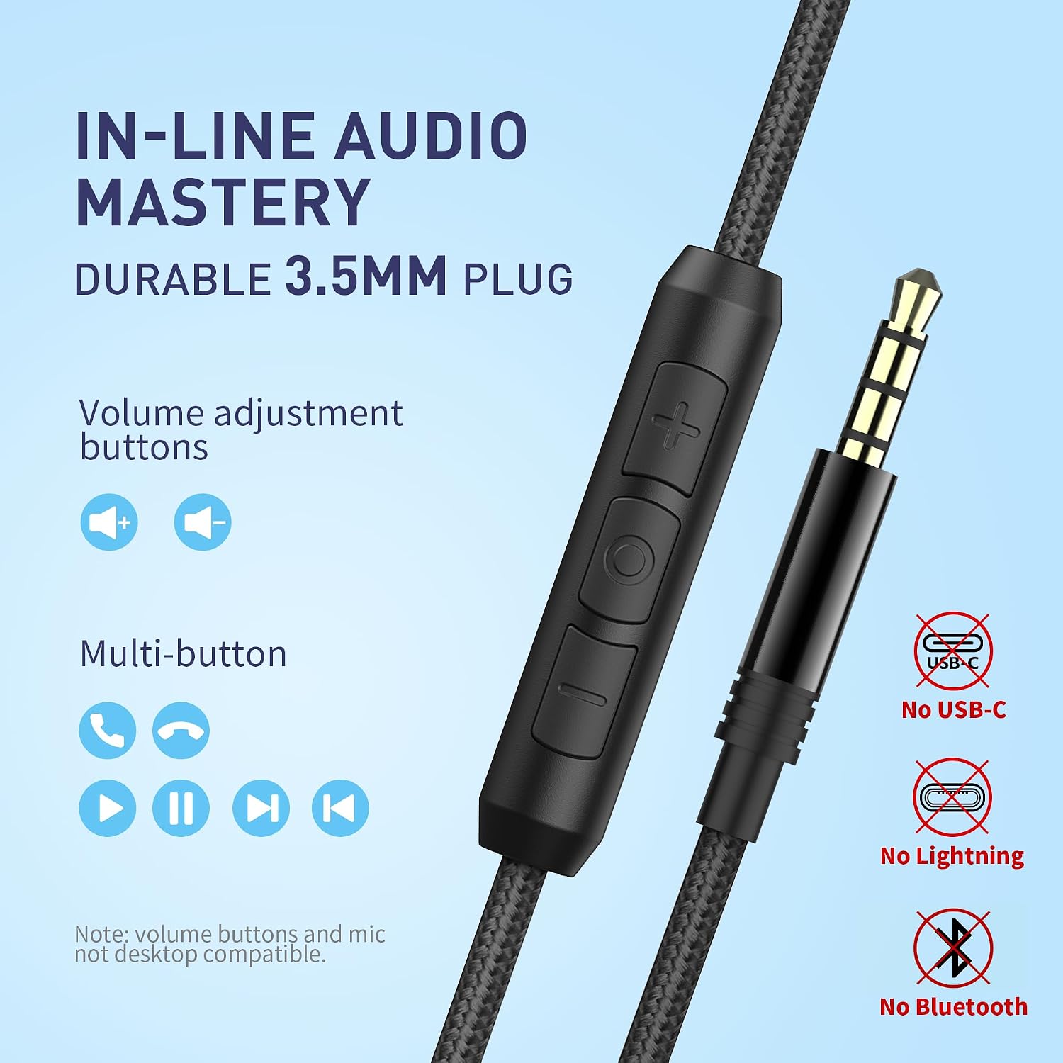 AUDÍFONOS AILIHEN C90 CON CABLE Y MICRÓFONO CONTROL DE VOLUMEN GRIS - 4