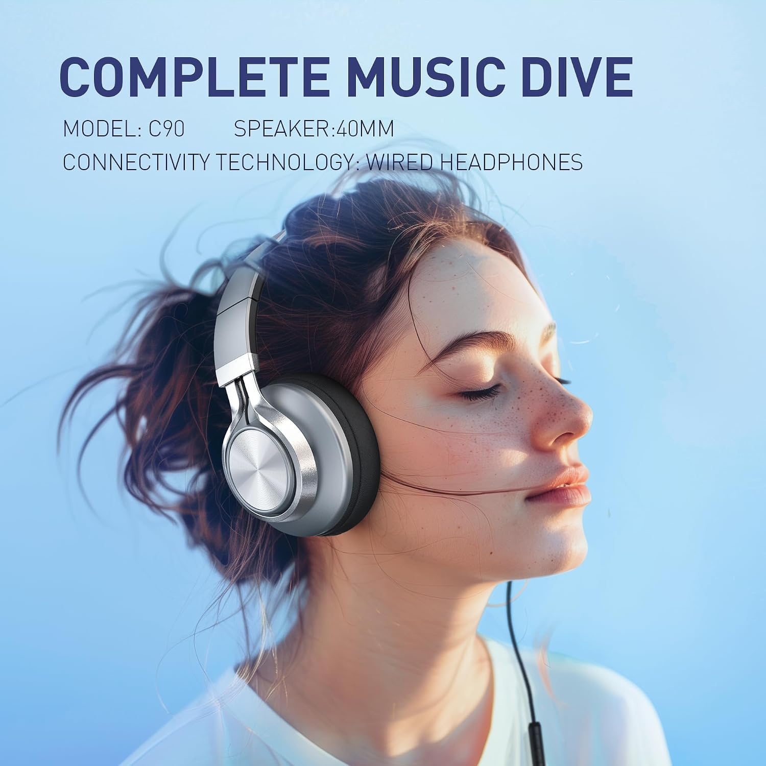 AUDÍFONOS AILIHEN C90 CON CABLE Y MICRÓFONO CONTROL DE VOLUMEN GRIS - 5