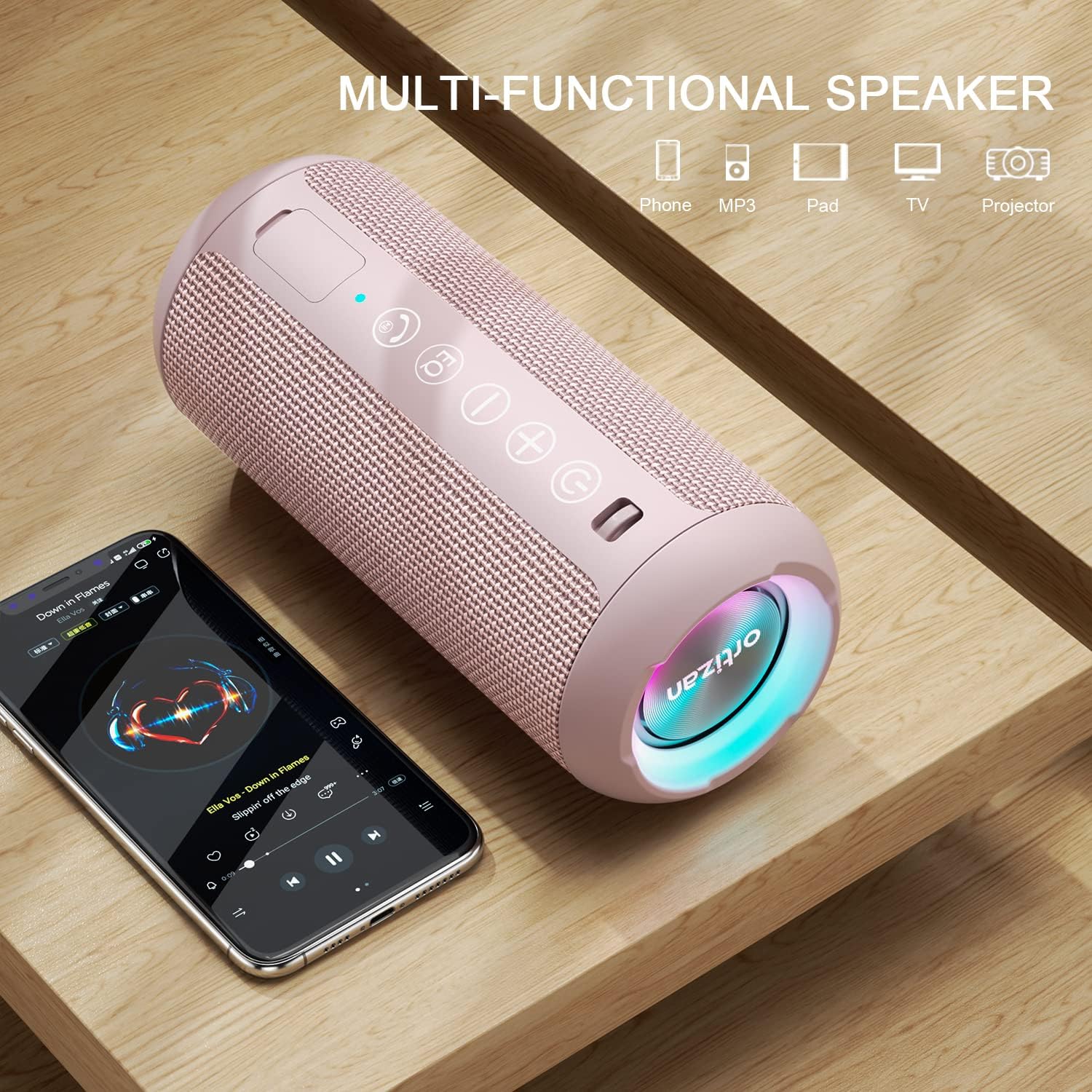 PARLANTE PORTÁTIL ORTIZAN X10 BLUETOOTH IPX7 ROSA - 4