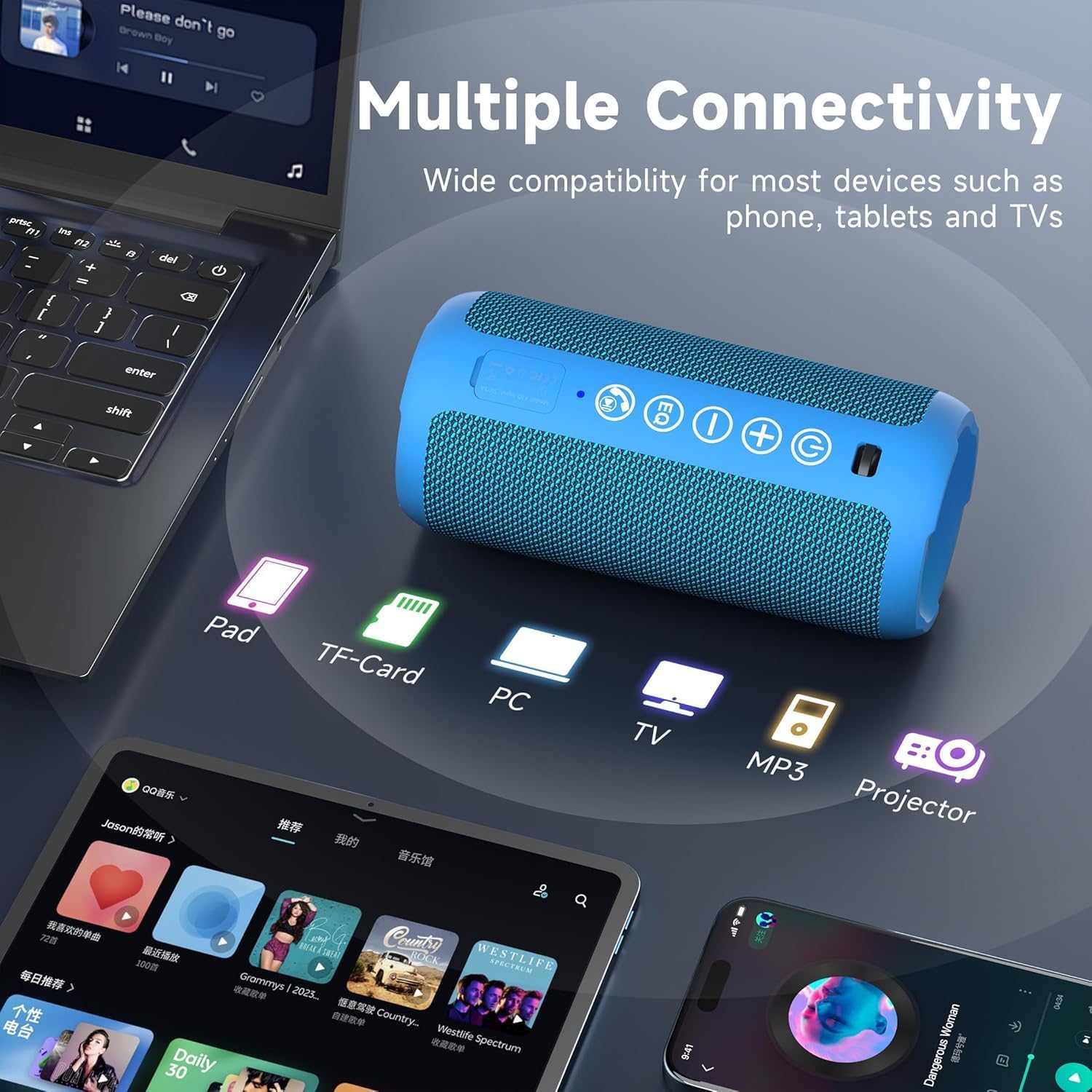 PARLANTE PORTÁTIL ORTIZAN X10 BLUETOOTH IPX7 AZUL - 5