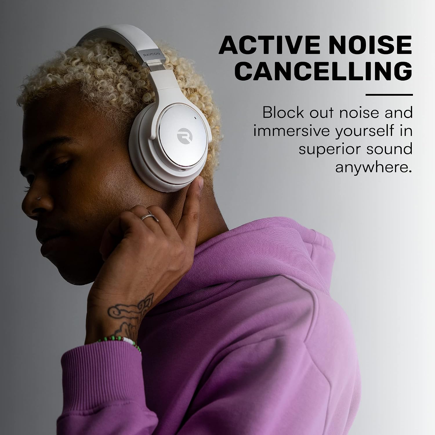 AUDÍFONOS RAYCON EVERYDAY NOISE CANCELLING OVER EAR INALÁMBRICOS BLANCO - 3