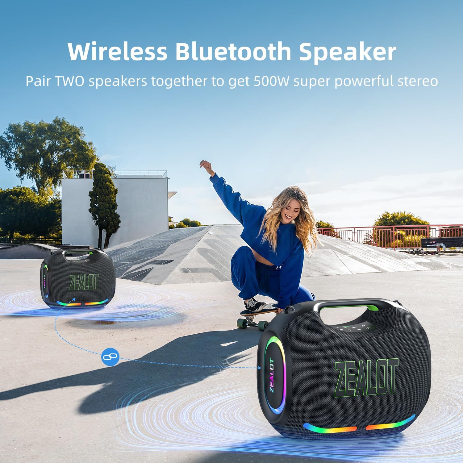 PARLANTE PORTÁTIL BLUETOOTH ZEALOT 350W CON BATERÍA 48000MAH Y LUZ LED - 2