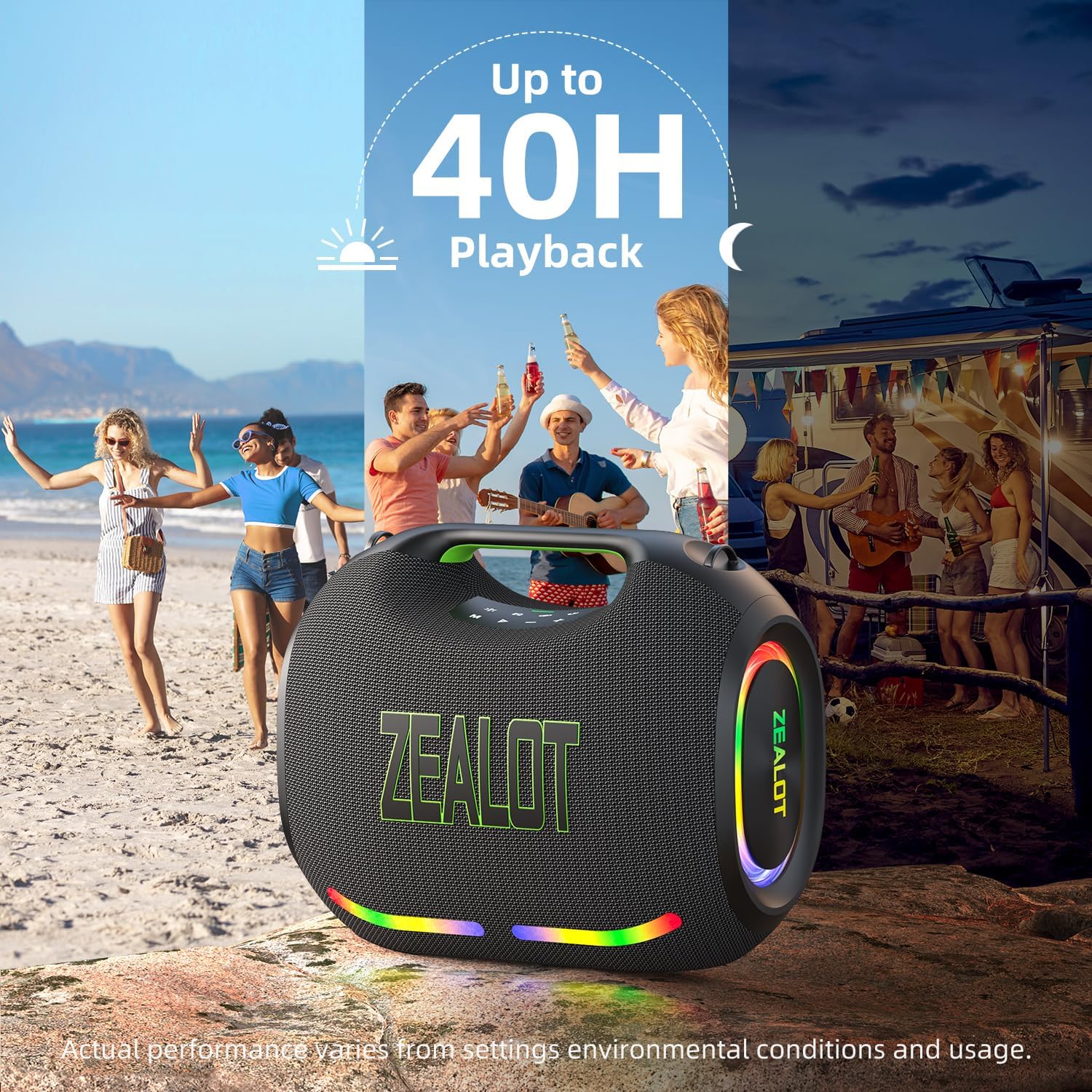 PARLANTE PORTÁTIL BLUETOOTH ZEALOT 350W CON BATERÍA 48000MAH Y LUZ LED - 4