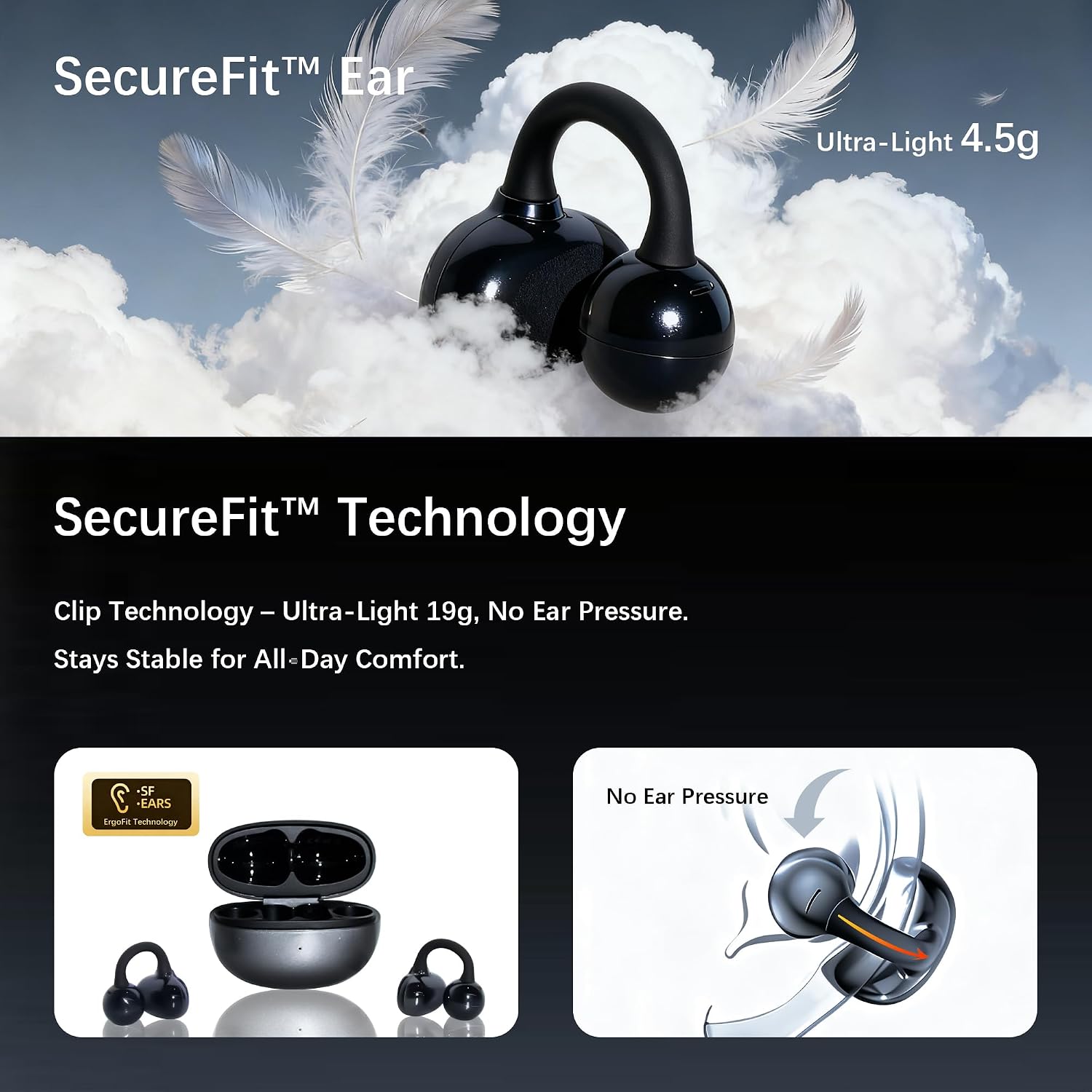 AUDÍFONOS ESSONIO M30 BLUETOOTH 6.0 OPEN EAR NEGRO - 3