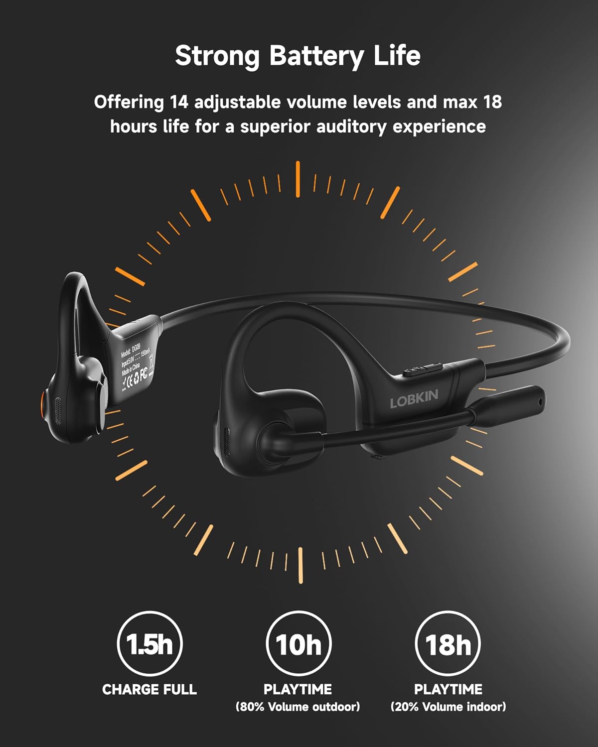 AUDÍFONOS BLUETOOTH LOBKIN OPEN EAR CON MICRÓFONO Y CANCELACIÓN DE RUIDO - 5