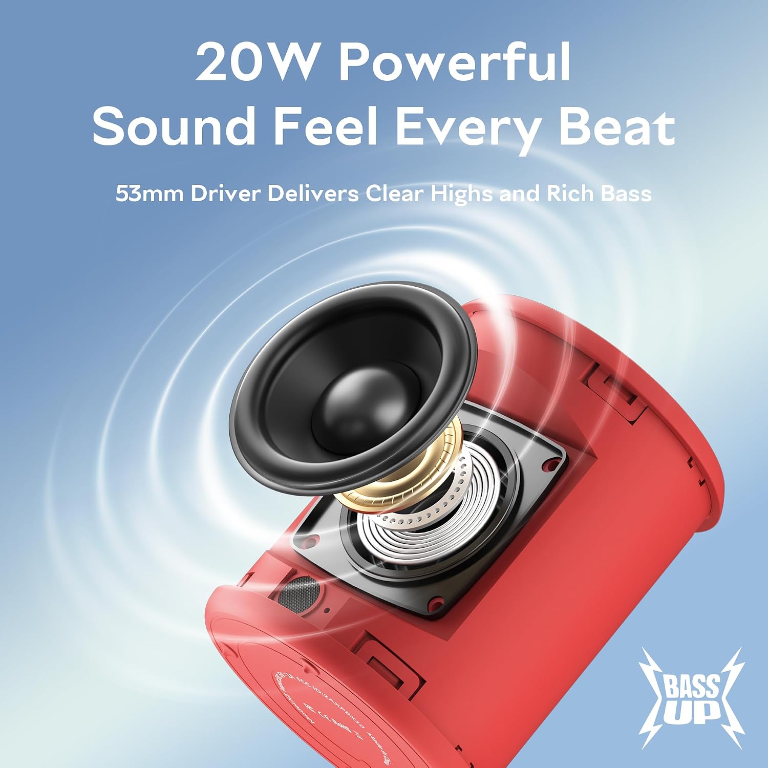 PARLANTE PORTÁTIL BLUETOOTH DUDGSIS IPX7 20W ROJO - 2