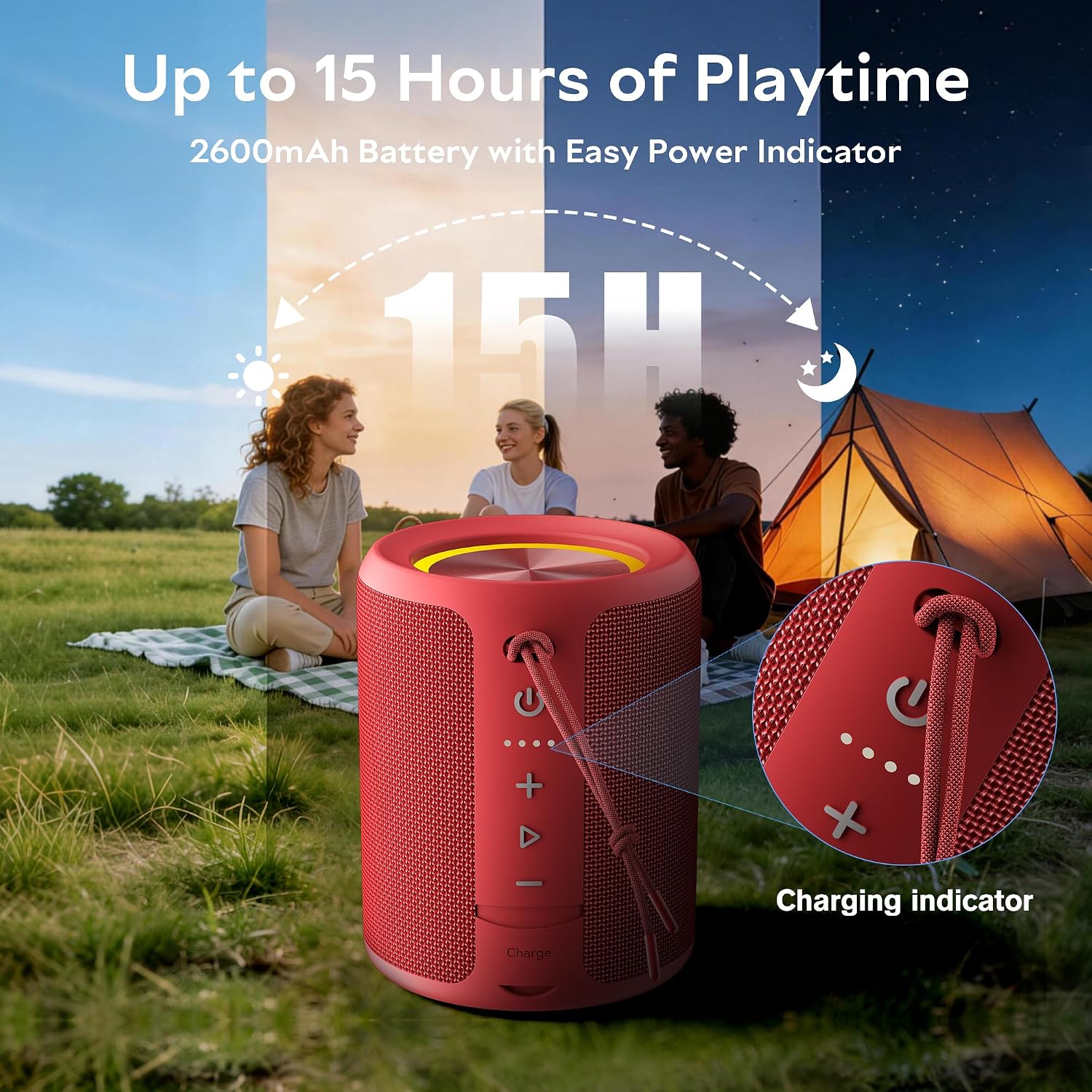 PARLANTE PORTÁTIL BLUETOOTH DUDGSIS IPX7 20W ROJO - 3