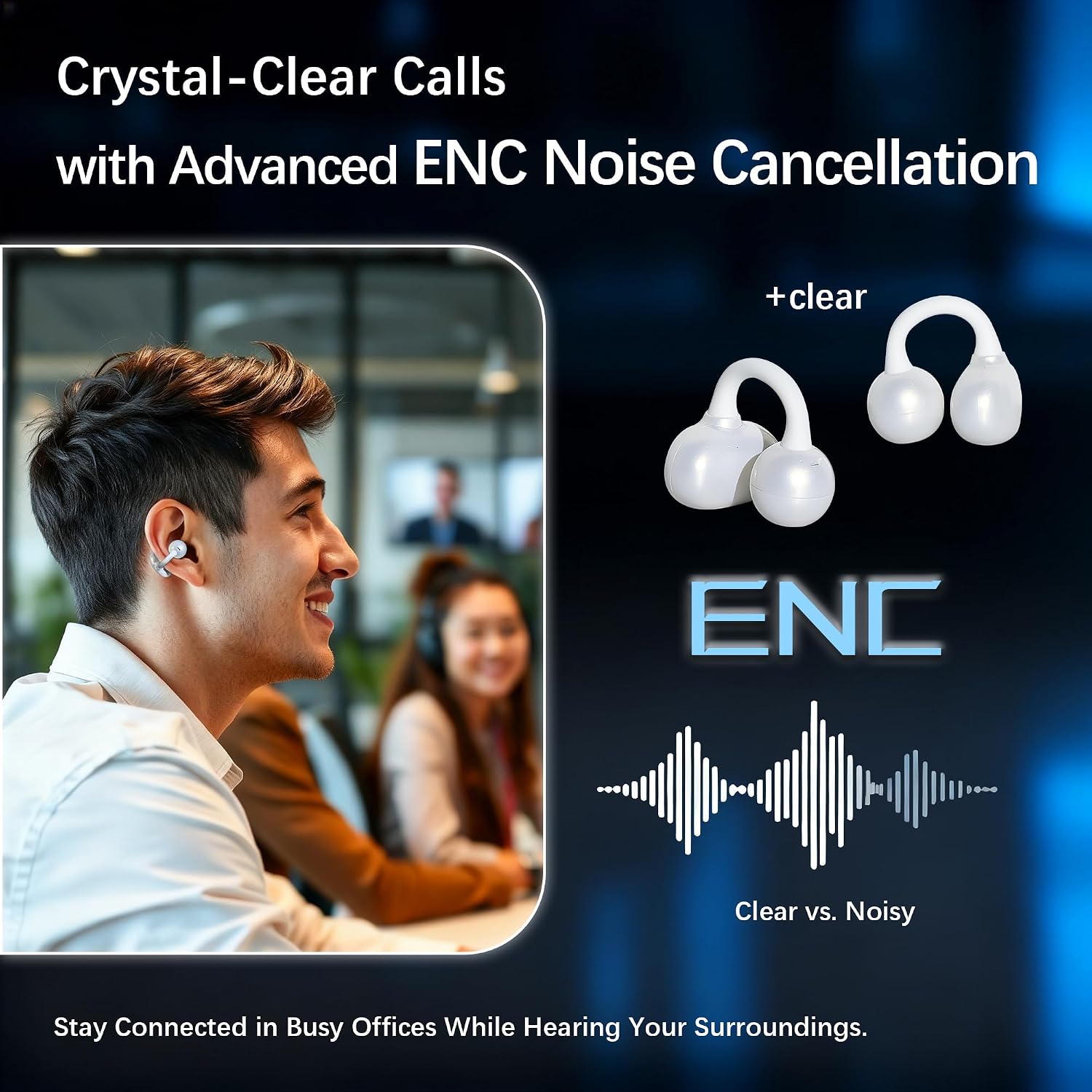AUDÍFONOS ESSONIO M30 BLUETOOTH 6.0 OPEN EAR CLIP-ON - 2