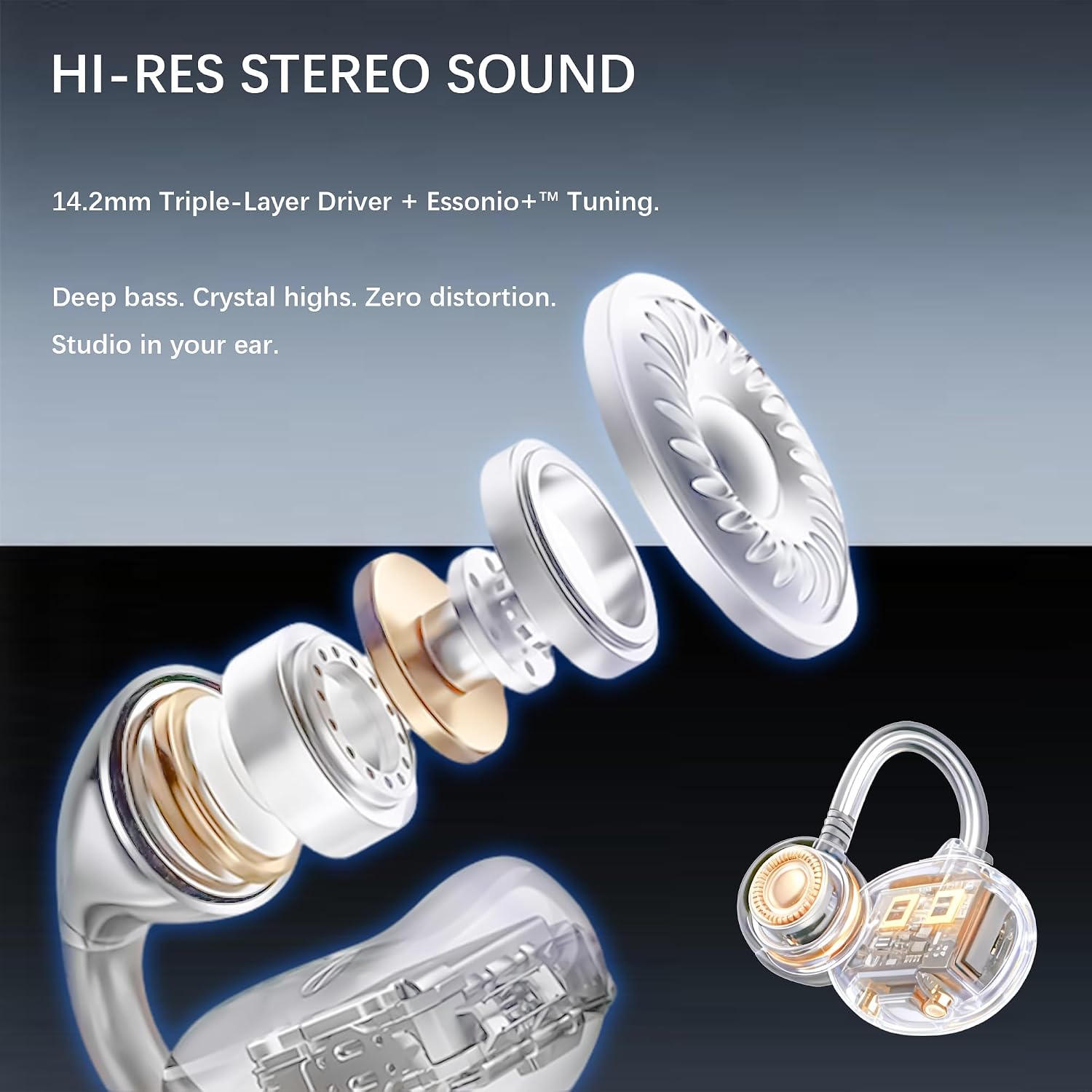 AUDÍFONOS ESSONIO M30 BLUETOOTH 6.0 OPEN EAR CLIP-ON - 5