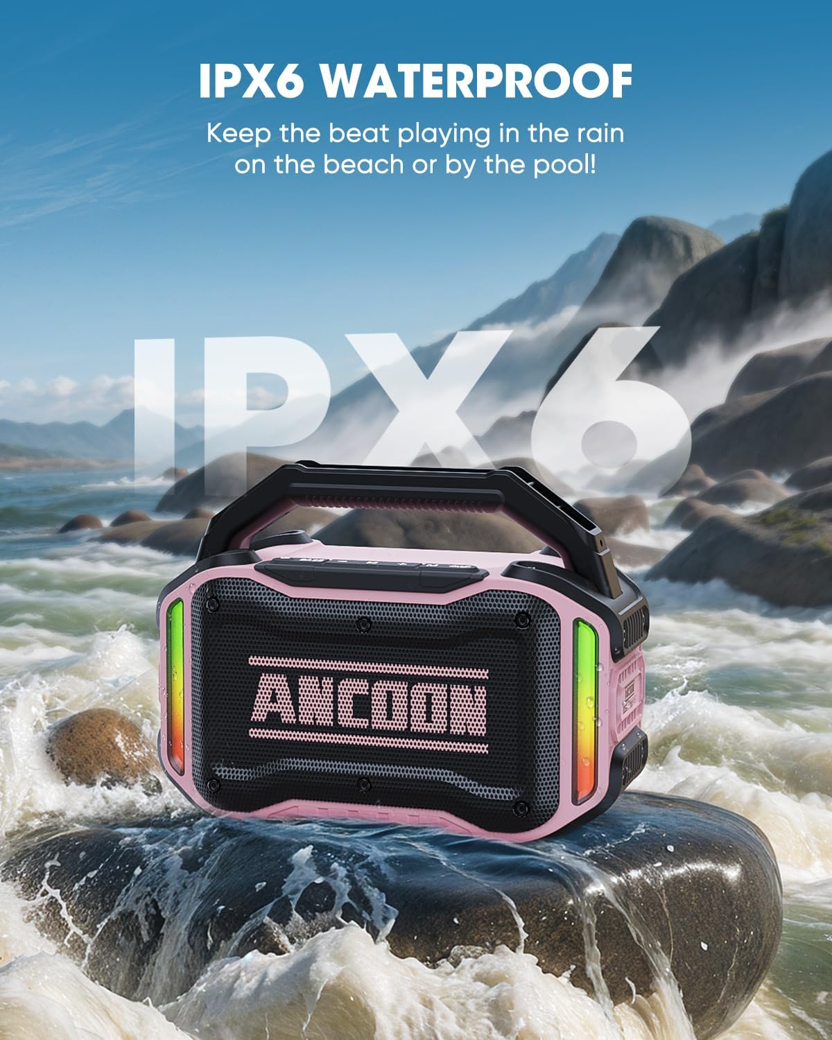 PARLANTE PORTÁTIL ANCOON BLUETOOTH 80W IPX6 ROSA - 3