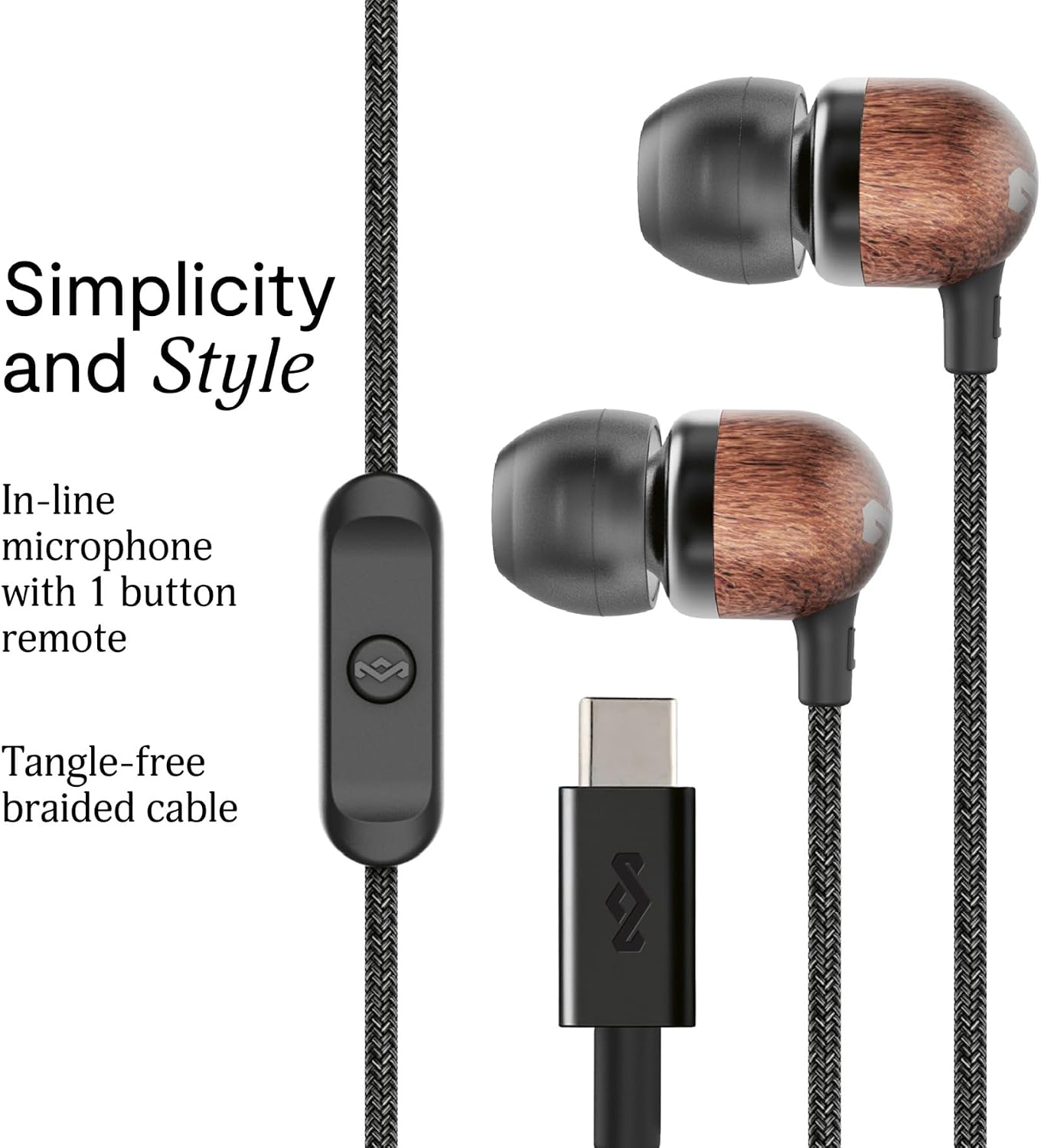 AUDÍFONOS HOUSE OF MARLEY SMILE JAMAICA USB-C CON MICRÓFONO NEGRO - 2