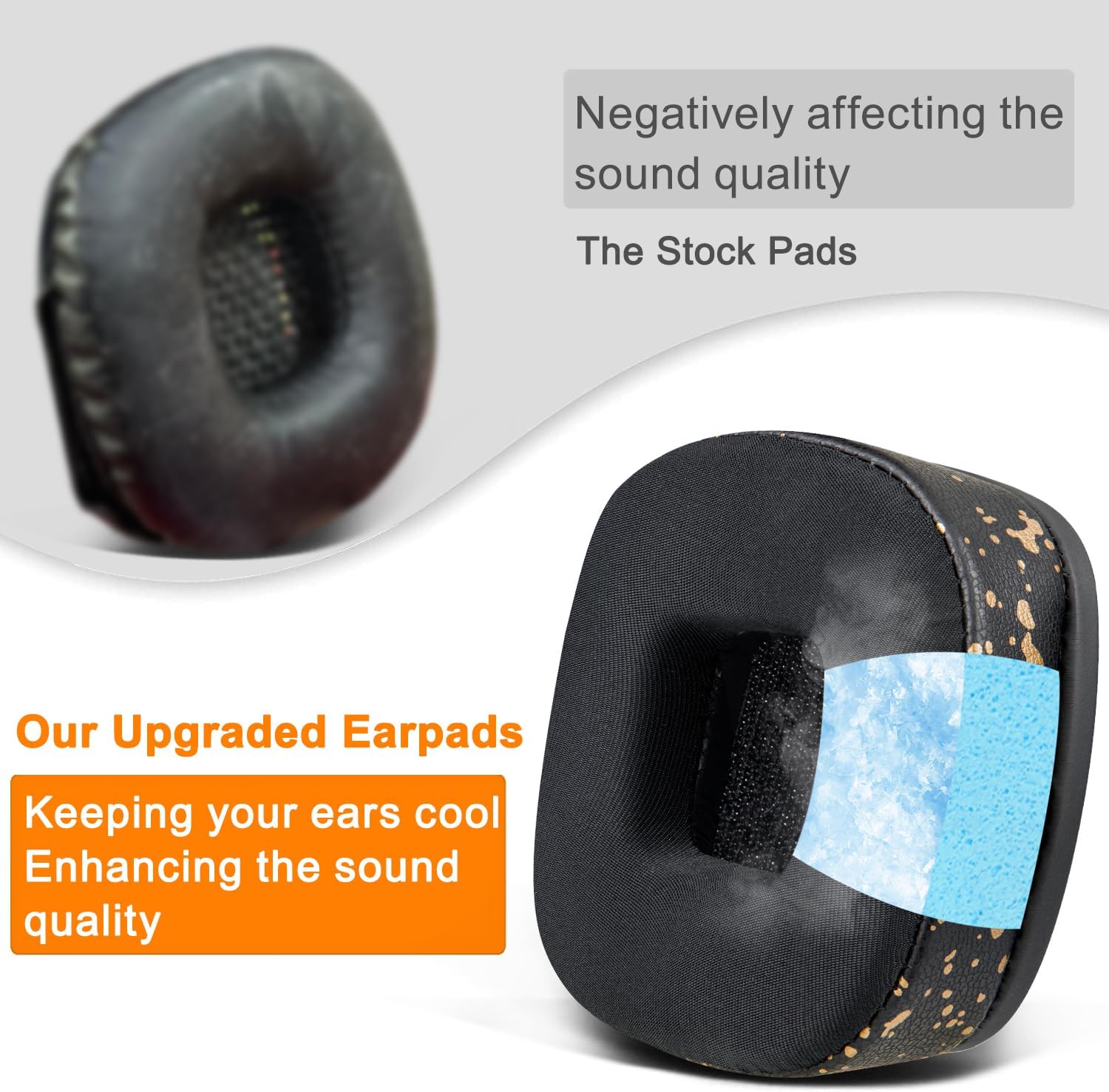 ALMOHADILLAS PARA AUDÍFONOS SOULWIT COOLING EARPADS PARA MARSHALL MAJOR I/II/III/IV/V NEGRO DORADO - 3