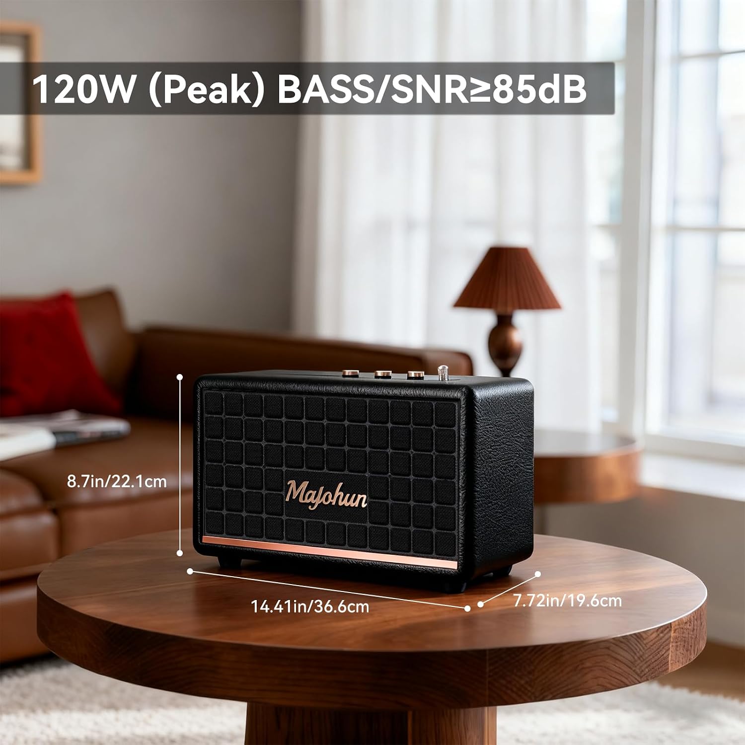 PARLANTE PORTÁTIL MAJOHUN RETRO BLUETOOTH 120W NEGRO - 5