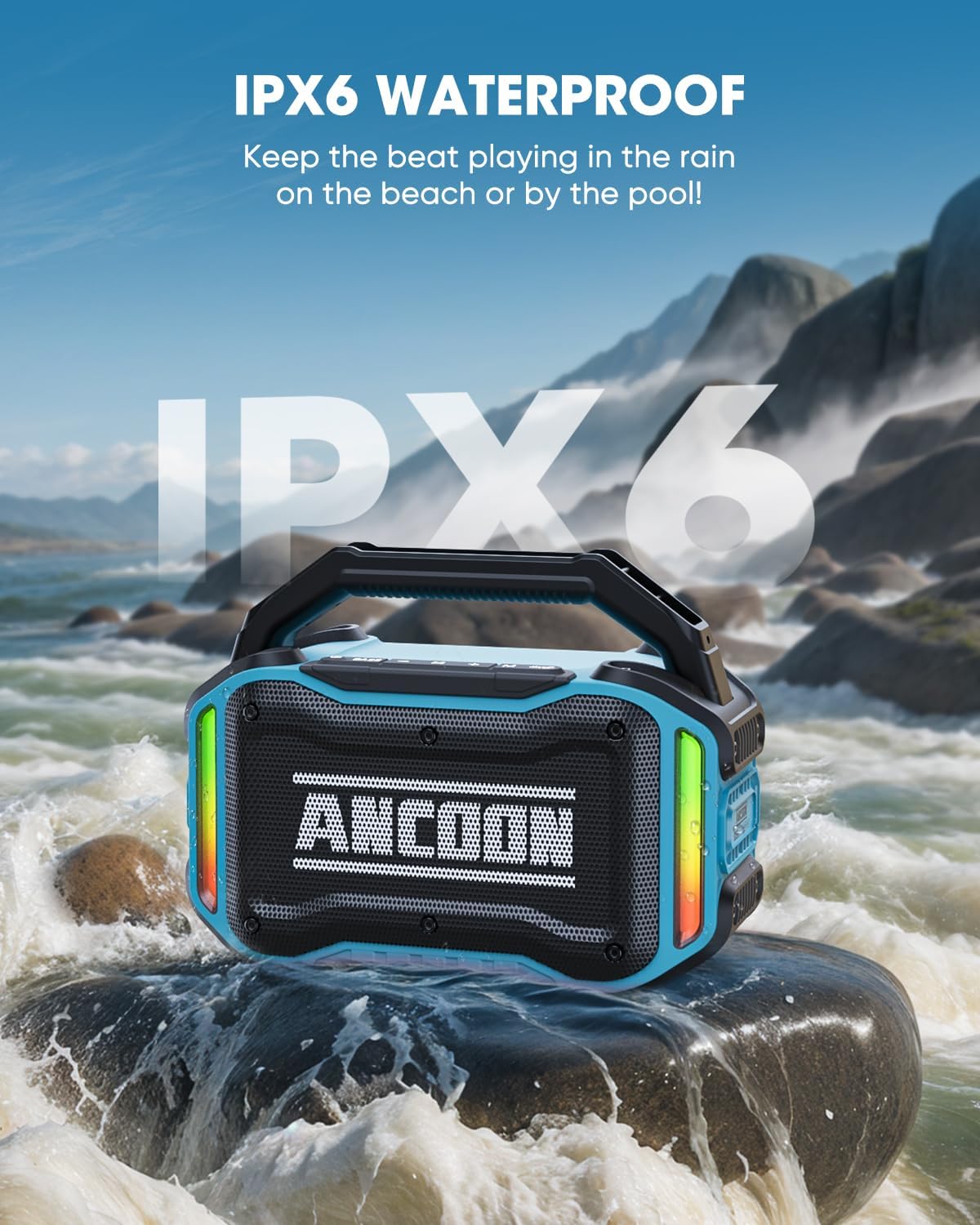PARLANTE PORTÁTIL ANCOON BLUETOOTH 80W IPX6 AZUL CIELO - 3