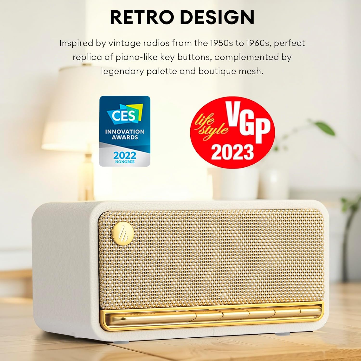 PARLANTE PORTÁTIL EDIFIER RETRO WOOD BLUETOOTH 20W BLANCO - 2