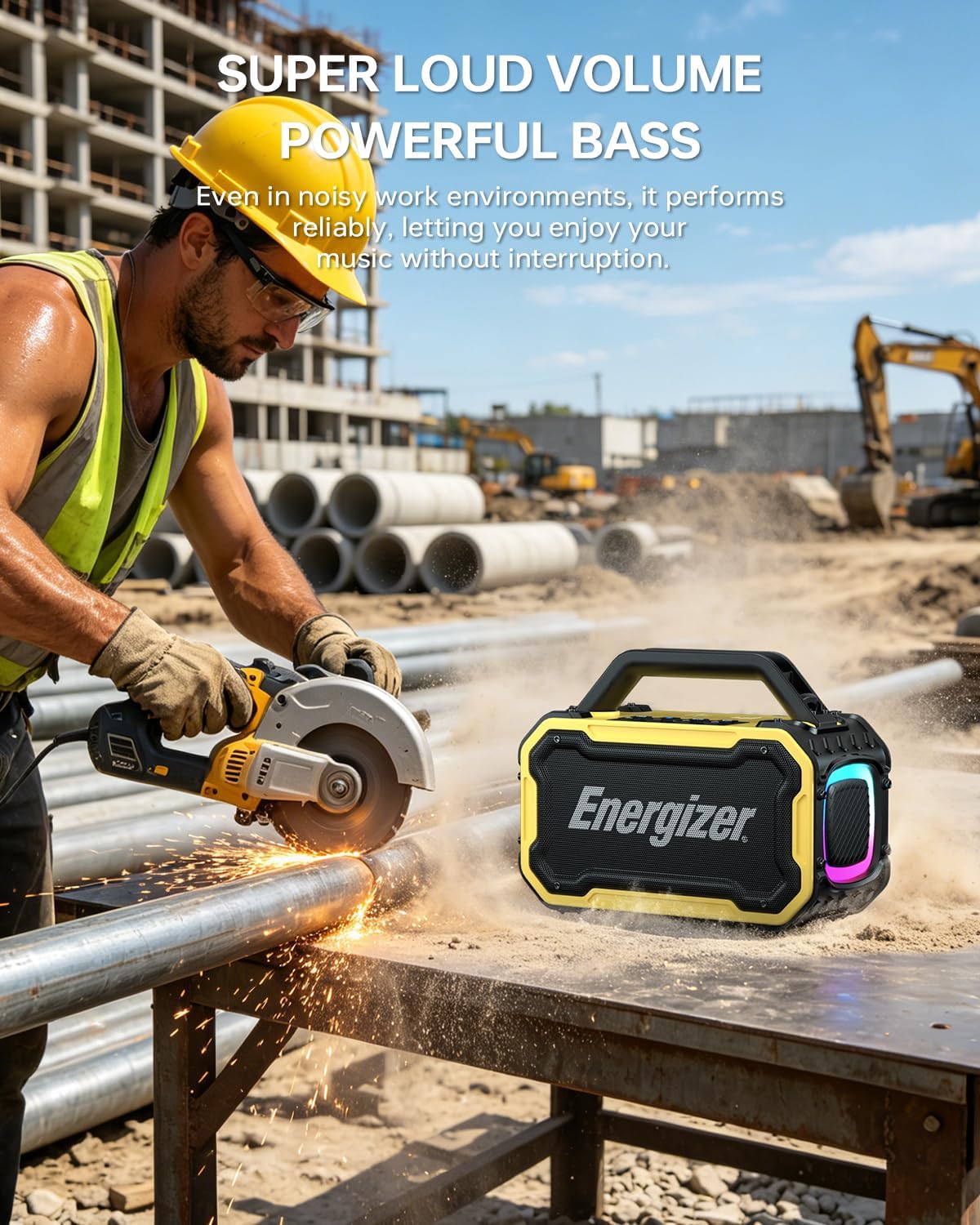 PARLANTE PORTÁTIL ENERGIZER OUTDOOR BLUETOOTH 100W AMARILLO - 5
