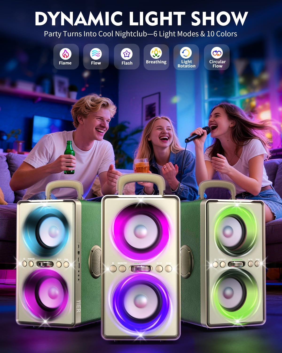 PARLANTE BLUETOOTH YIER 240W VERDE - 3