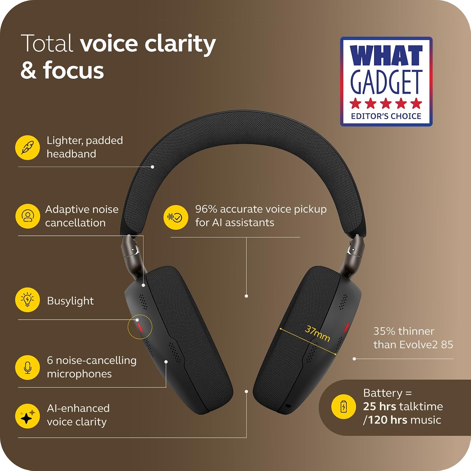 AUDÍFONOS JABRA EVOLVE3 85 OVER-EAR INALÁMBRICOS BLUETOOTH CON MICRÓFONO NEGRO - 3