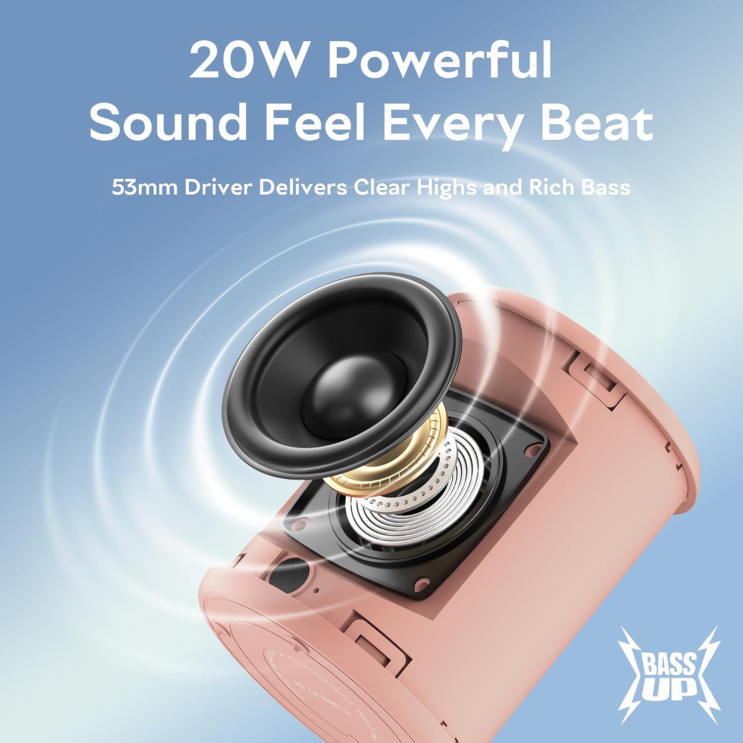 PARLANTE PORTÁTIL BLUETOOTH DUDGSIS IPX7 20W ROSA - 2