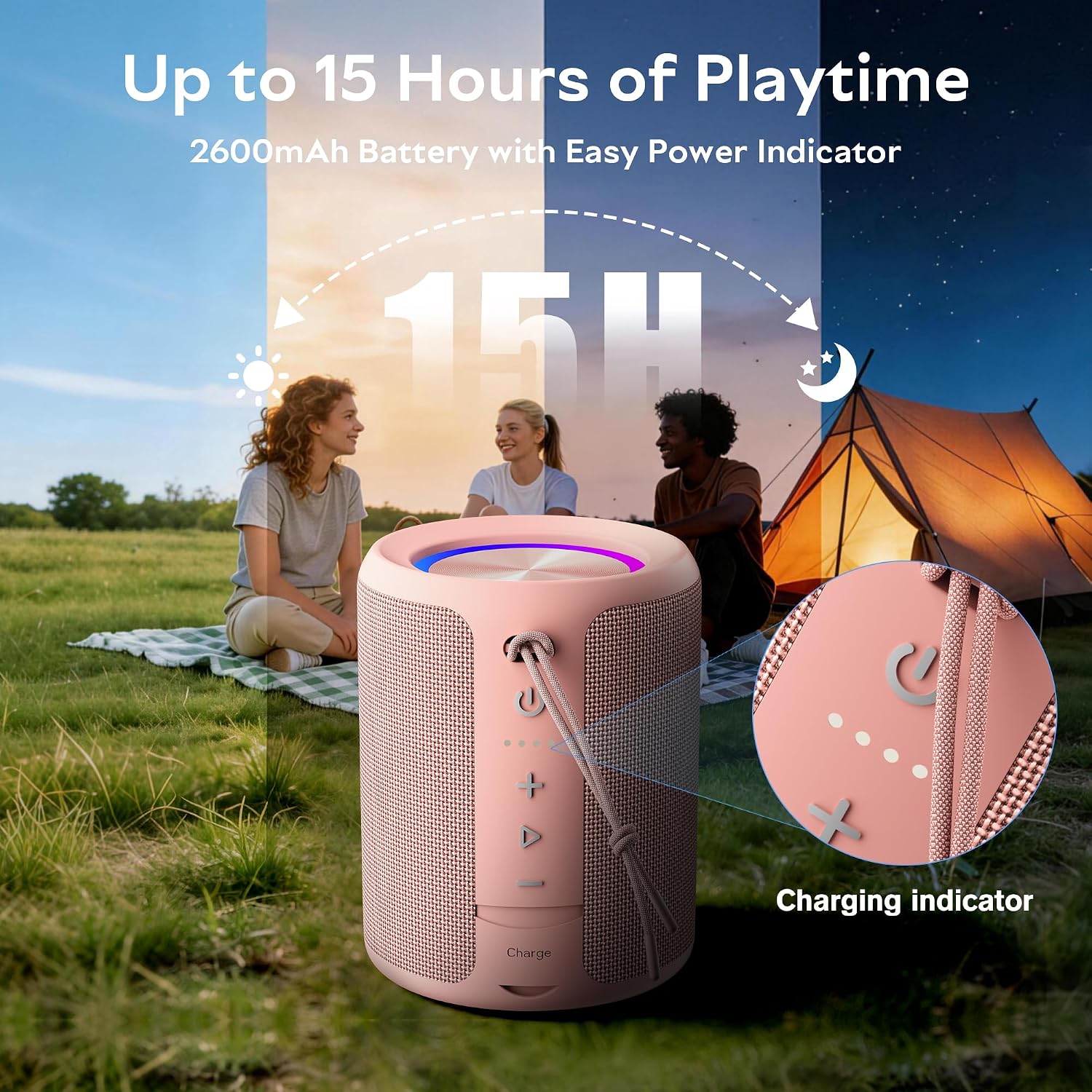 PARLANTE PORTÁTIL BLUETOOTH DUDGSIS IPX7 20W ROSA - 3