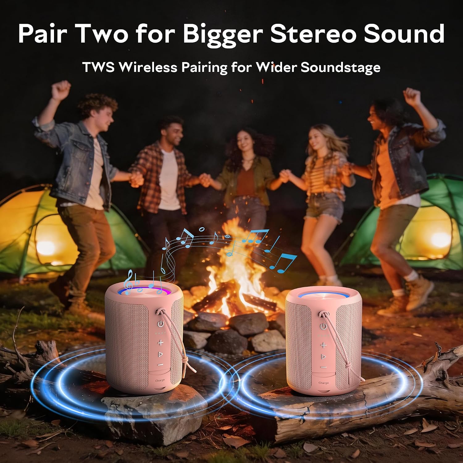 PARLANTE PORTÁTIL BLUETOOTH DUDGSIS IPX7 20W ROSA - 4