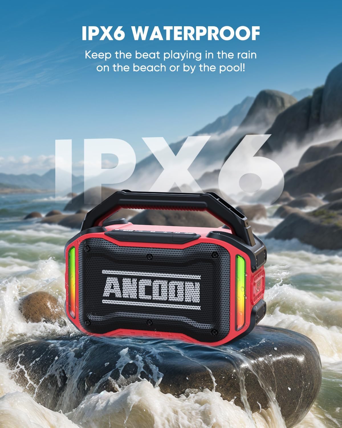 PARLANTE PORTÁTIL ANCOON BLUETOOTH 80W IPX6 ROJO - 3