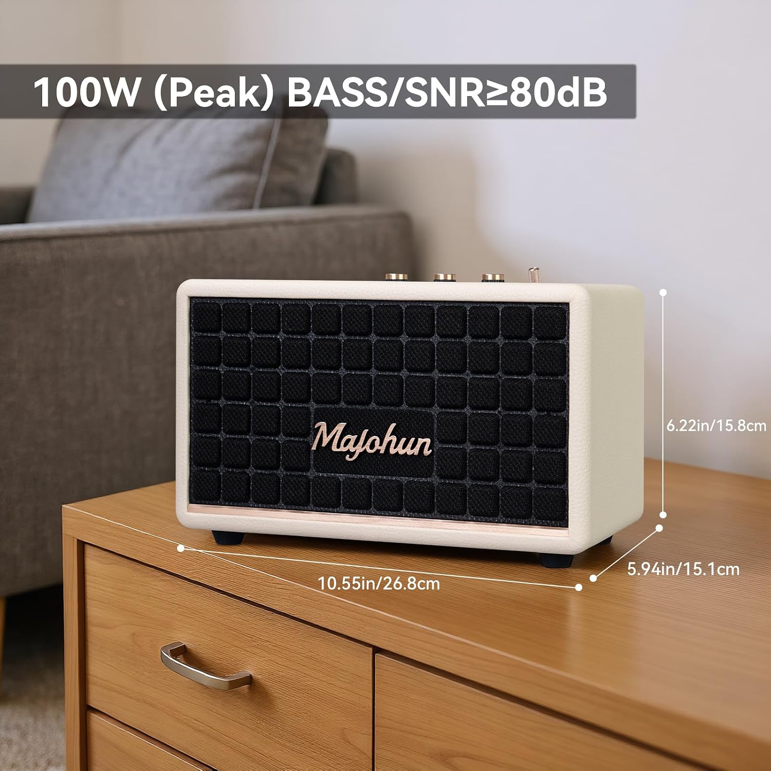 PARLANTE BLUETOOTH MAJOHUN VINTAGE 100W BLANCO - 4