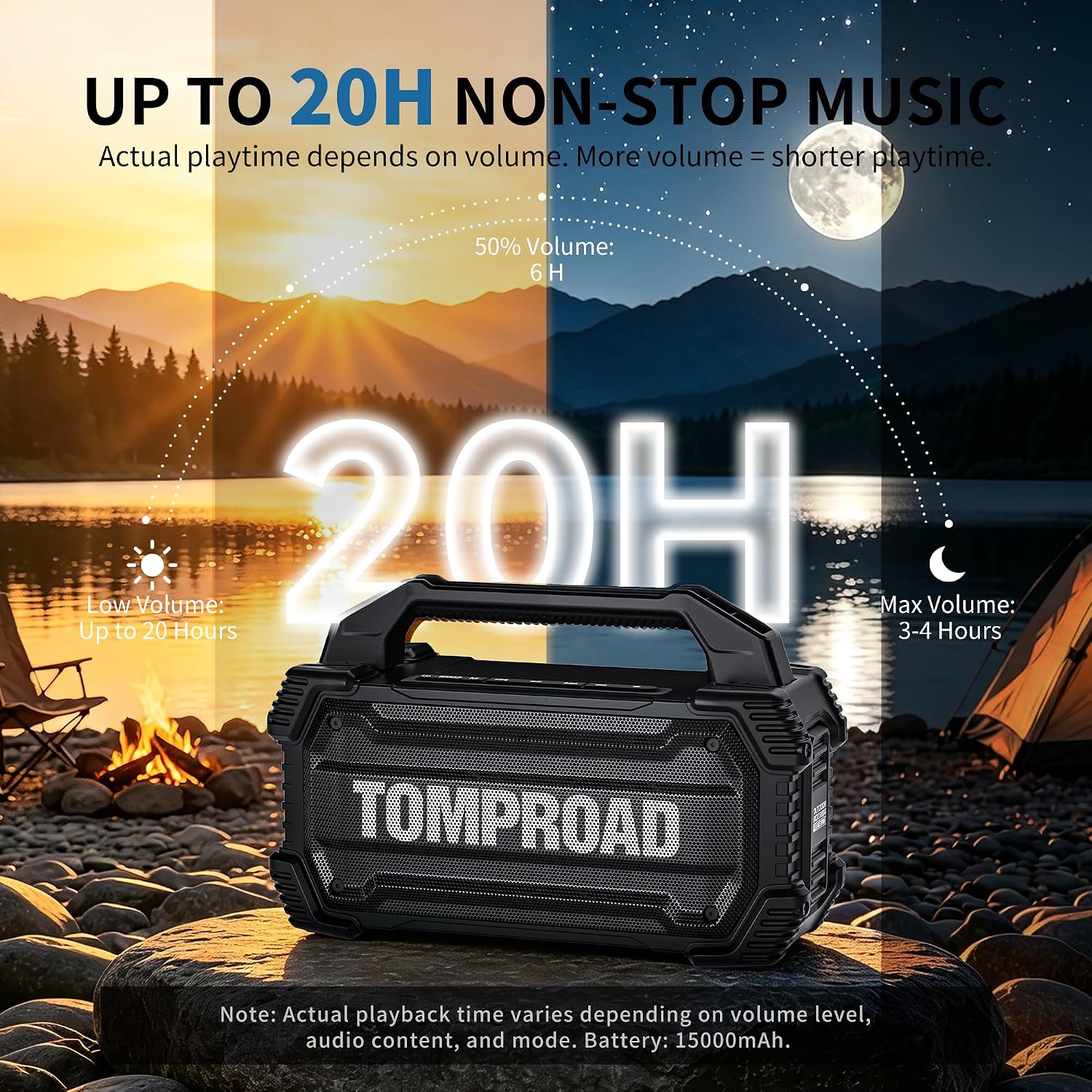 PARLANTE PORTÁTIL TOMPROAD K40 BLUETOOTH 160W IPX6 NEGRO - 4
