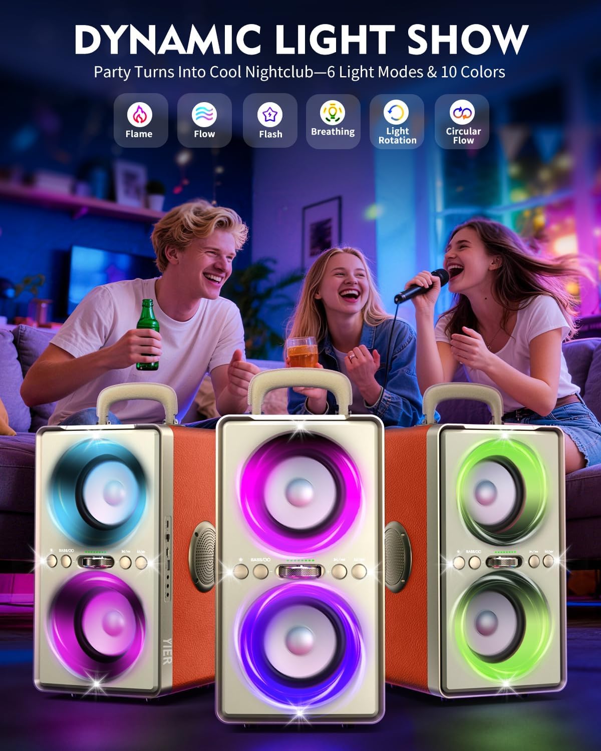 PARLANTE BLUETOOTH YIER 240W NARANJA - 3