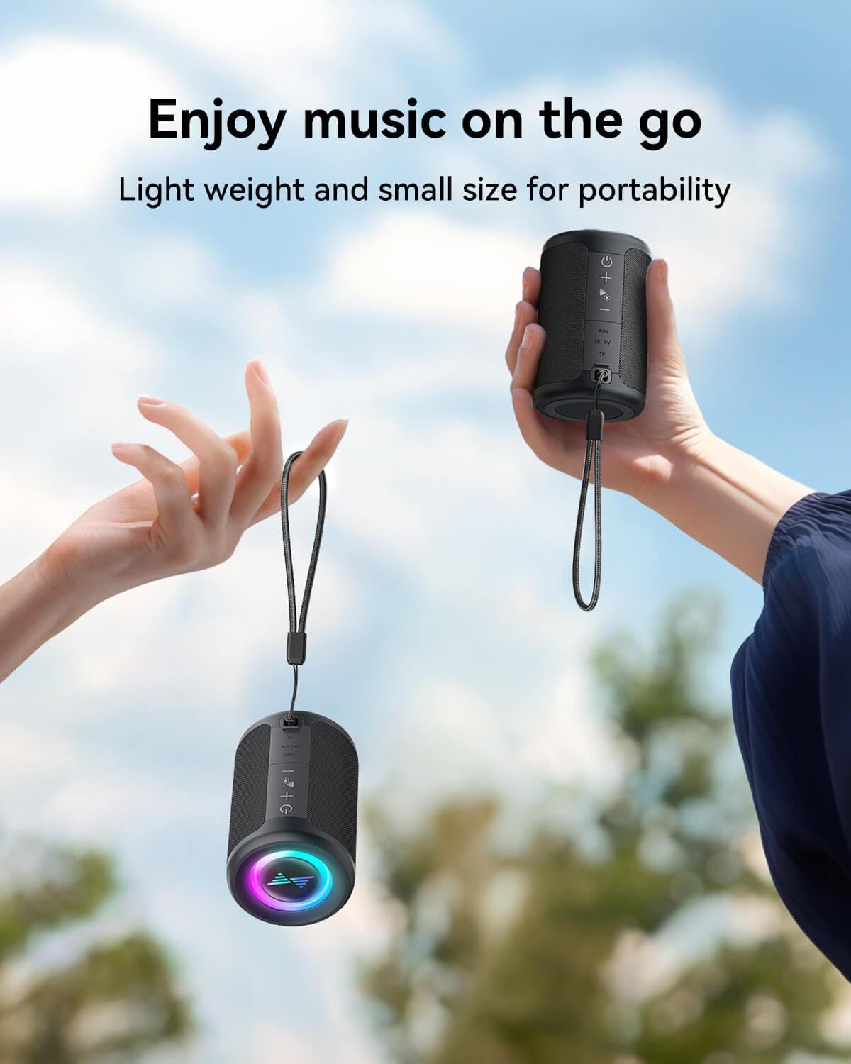 PARLANTE PORTÁTIL BLUETOOTH LENRUE PEQUEÑO CON LUCES Y SONIDO ESTÉREO TWS 30W - 3