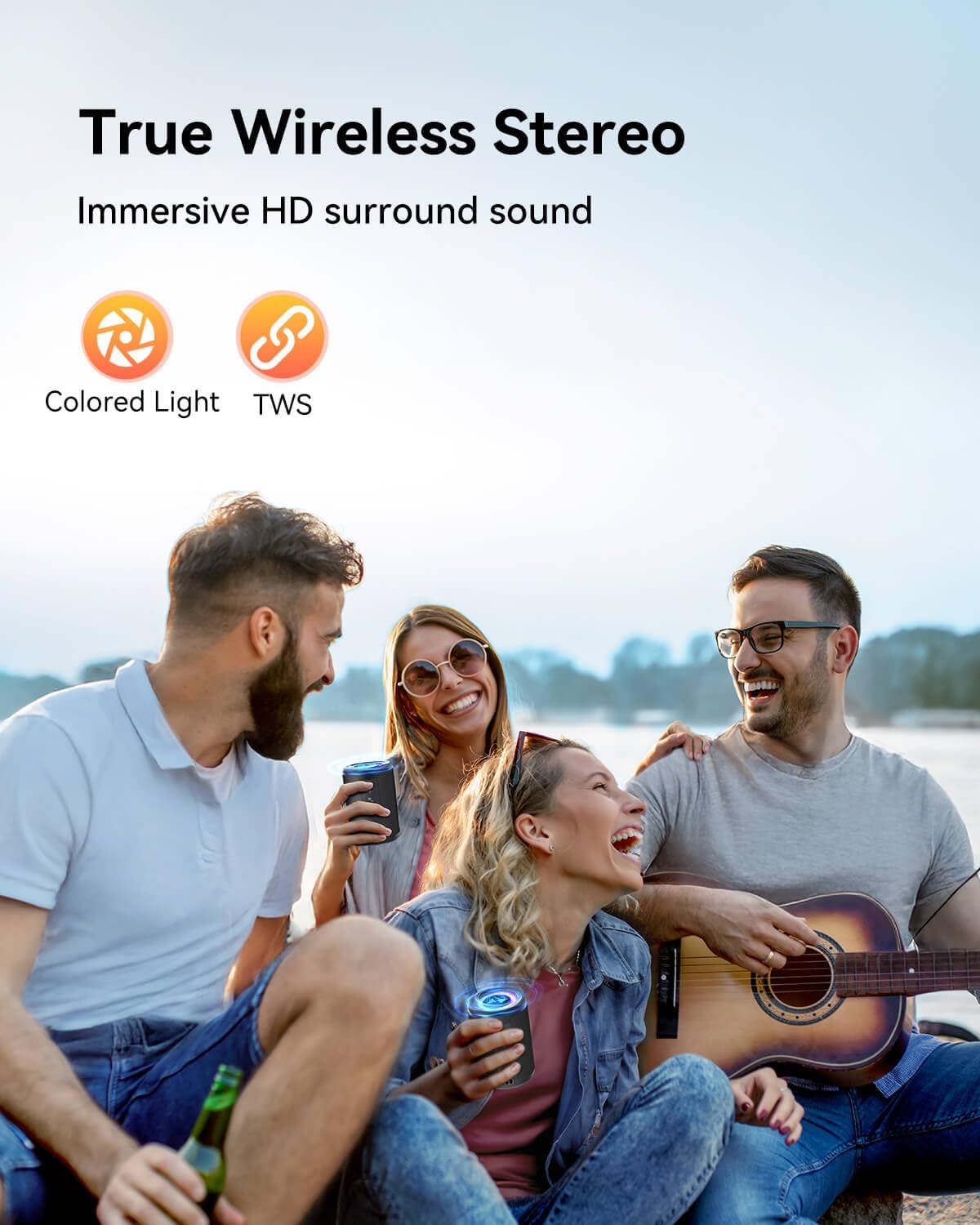 PARLANTE PORTÁTIL BLUETOOTH LENRUE PEQUEÑO CON LUCES Y SONIDO ESTÉREO TWS 30W - 4
