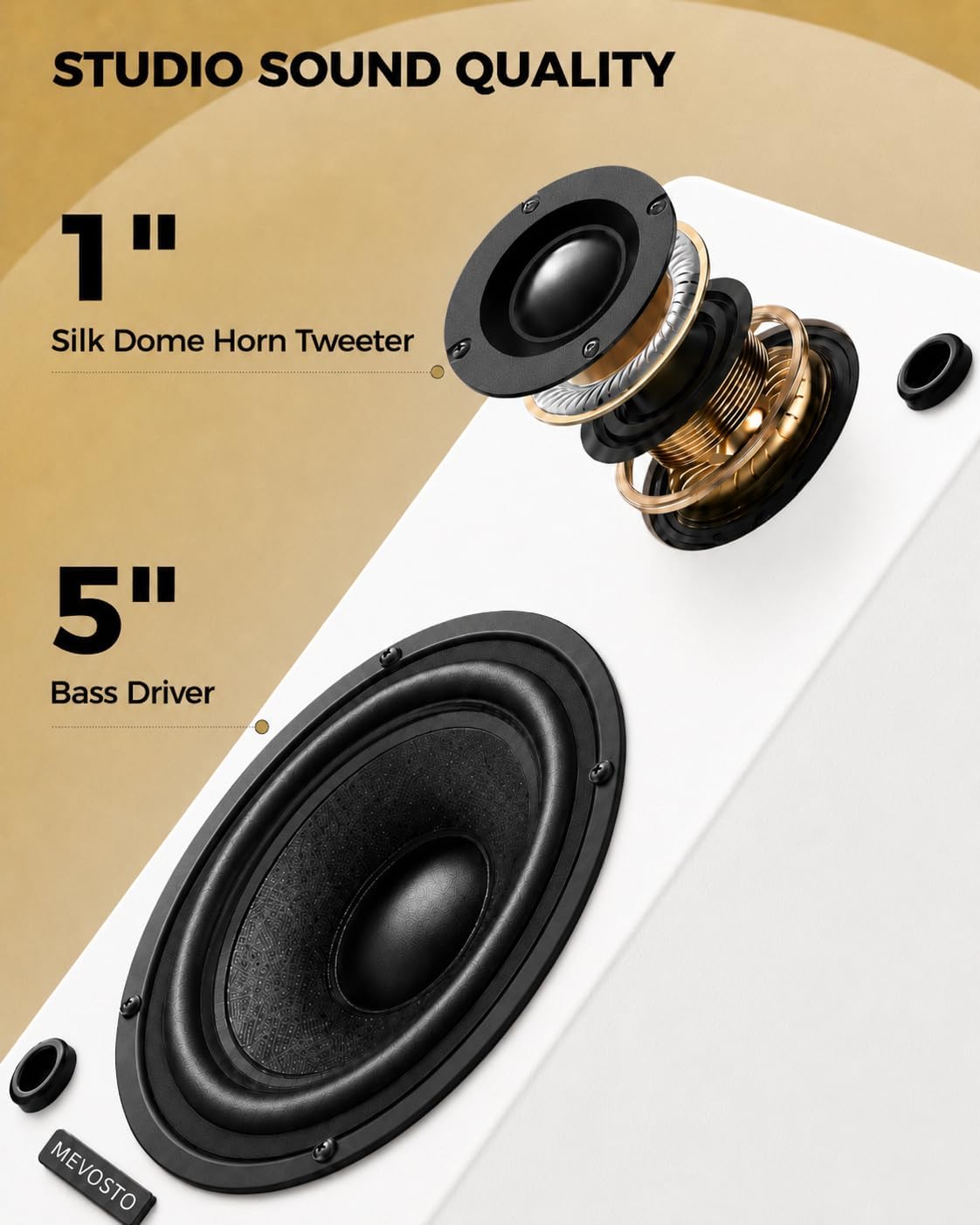 PARLANTES DE ESTANTE MEVOSTO DS19 BLANCO 5 PULGADAS - 2
