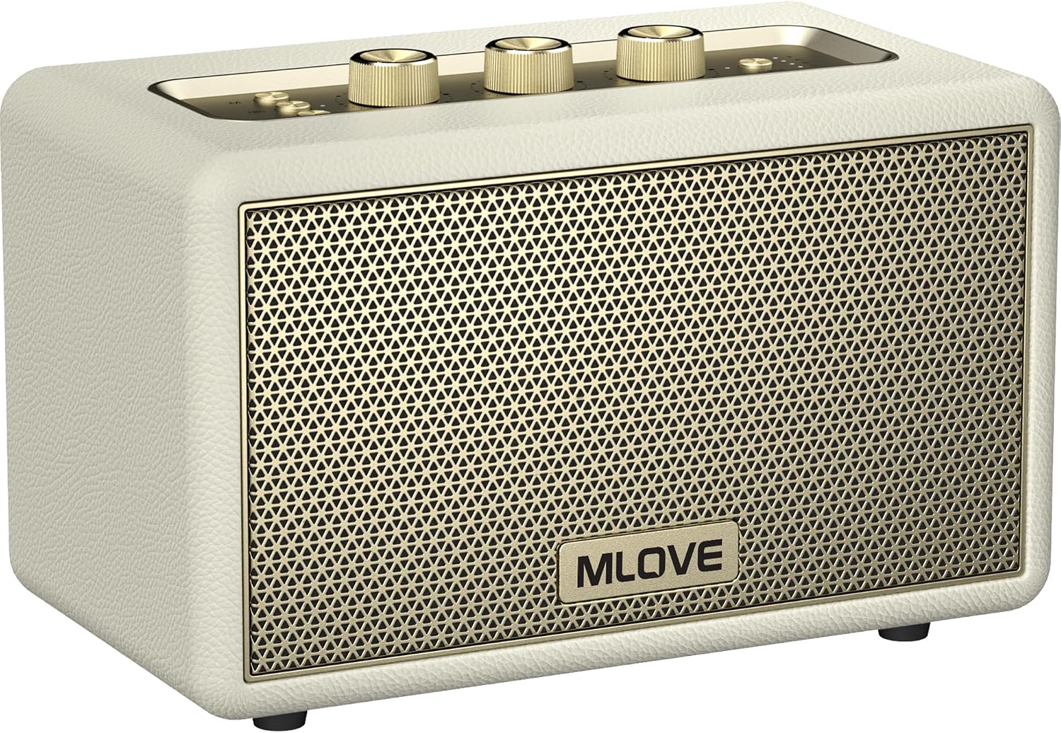 PARLANTE PORTÁTIL MLOVE A200 BLUETOOTH RETRO BLANCO Y DORADO - 1