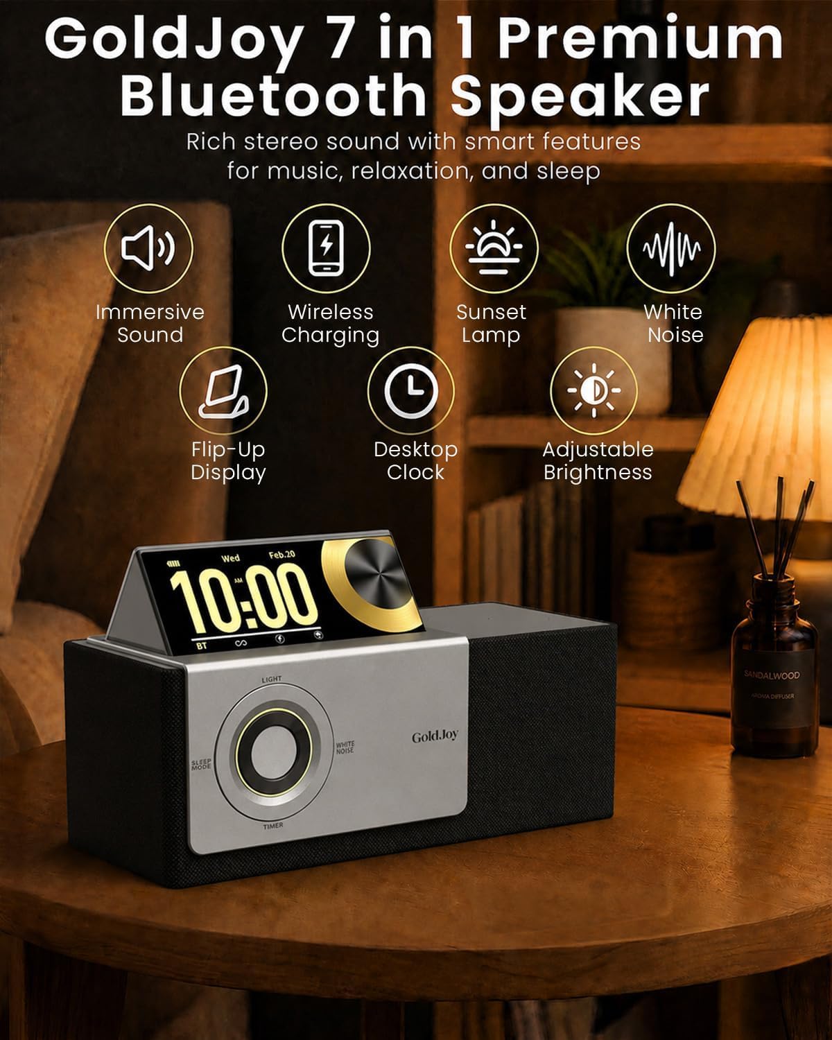 PARLANTE BLUETOOTH GOLDJOY 7 EN 1 CON ESTACIÓN DE CARGA INALÁMBRICA - 2