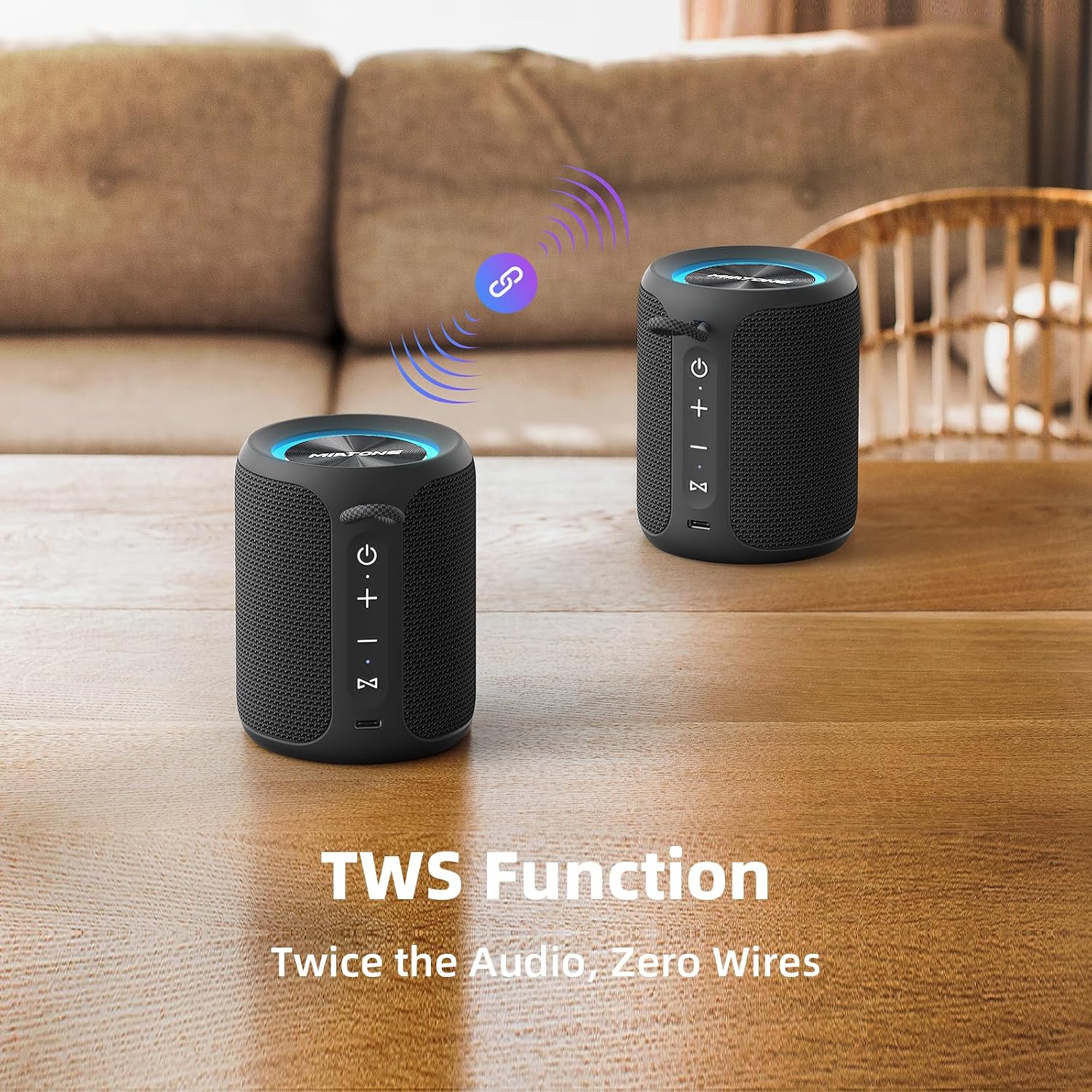 PARLANTE PORTÁTIL MIATONE RUSH M 20W BLUETOOTH IP67 NEGRO - 5