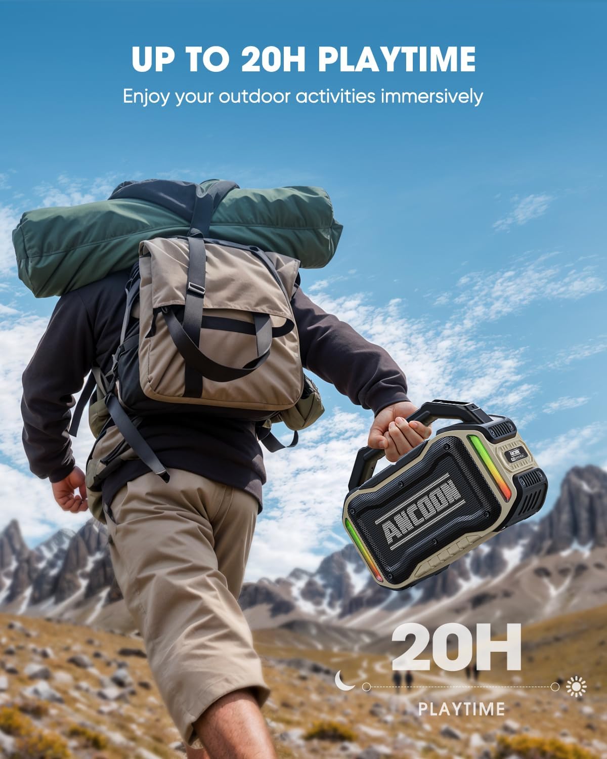 PARLANTE PORTÁTIL ANCOON BLUETOOTH 80W IPX6 RESISTENTE COLOR DESIERTO - 5